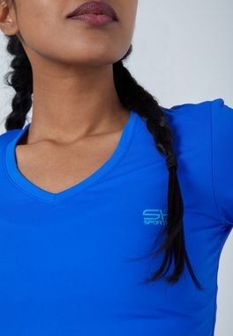 SPORTKIND Funktionsshirt Tennis T-Shirt V-Ausschnitt Damen & Mädchen kobaltblau