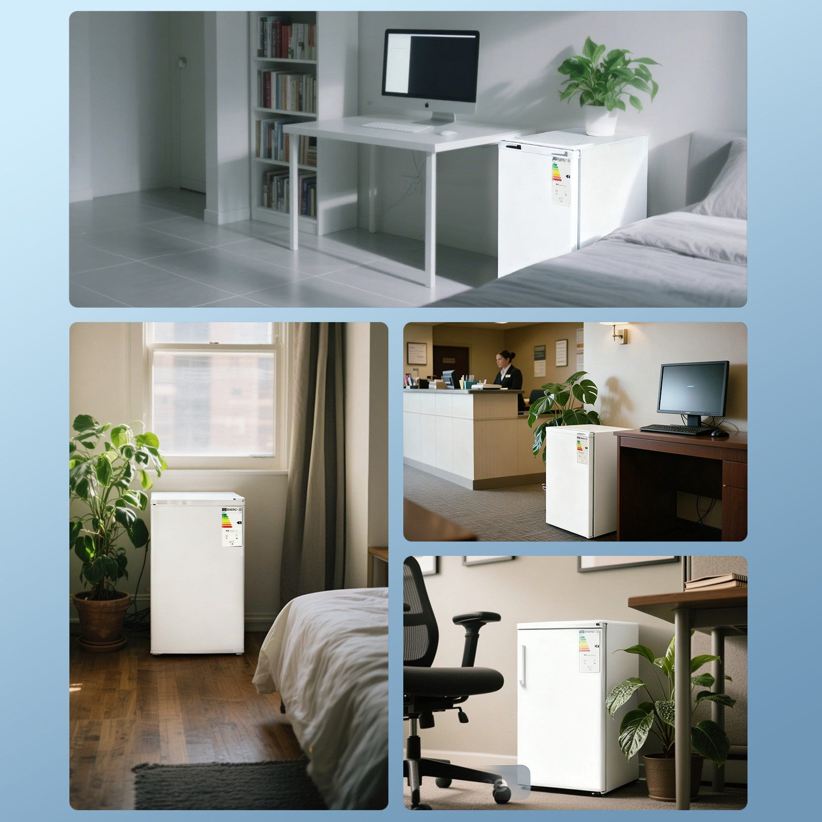 FOHERE Kühlschrank 90L, Kühl- und Gefrierfunktion, Gemüseschublade, 7 Einstellstufen BC-90, 43.5 cm hoch, 79 cm breit