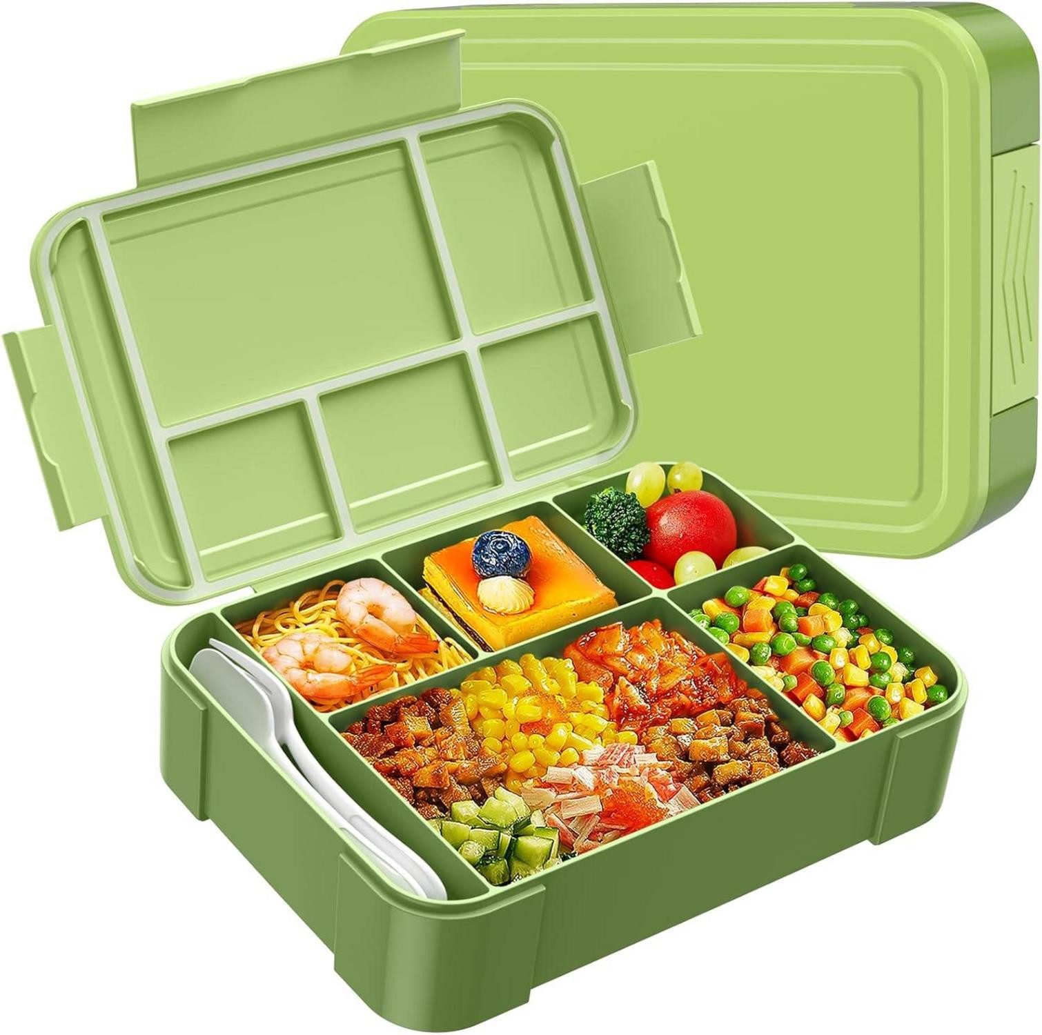 Aufbewahrungsbox Brotdose Kinder mit Fächern 1300ml Auslaufsicher Lunchbox für Schule