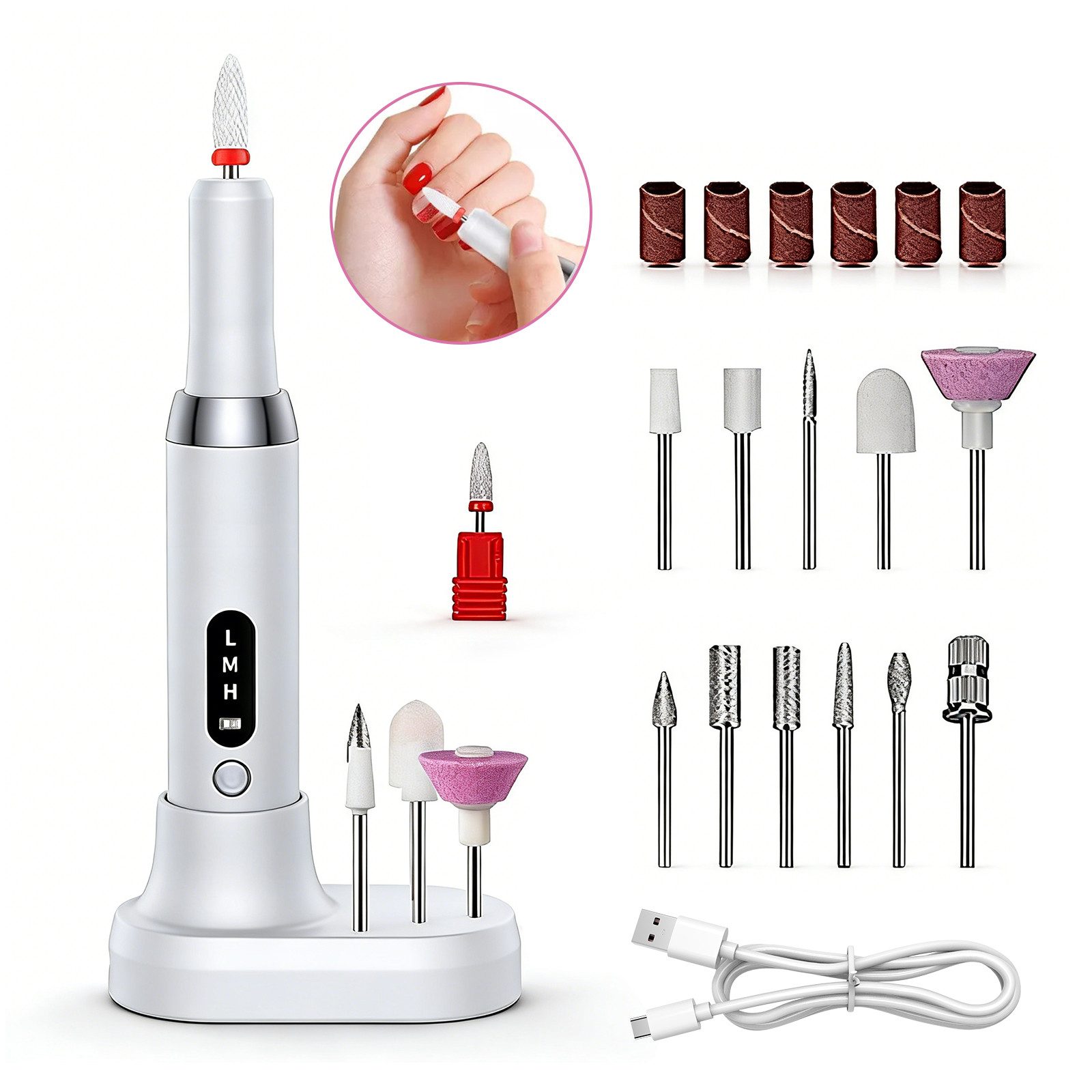inschimmer Maniküre-Pediküre-Set Nagelfräser Kabellos Elektrische Nagelfeile für Gelnägel Acrylnägel