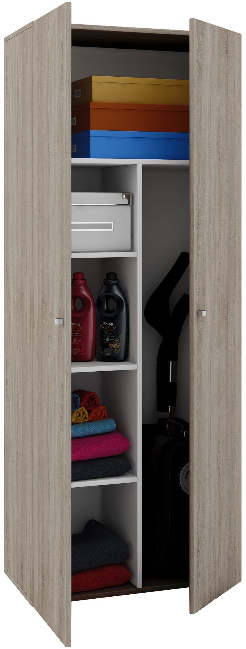 VCM Mehrzweckschrank Holz Besenschrank Staubsauger Putzschrank Vandol