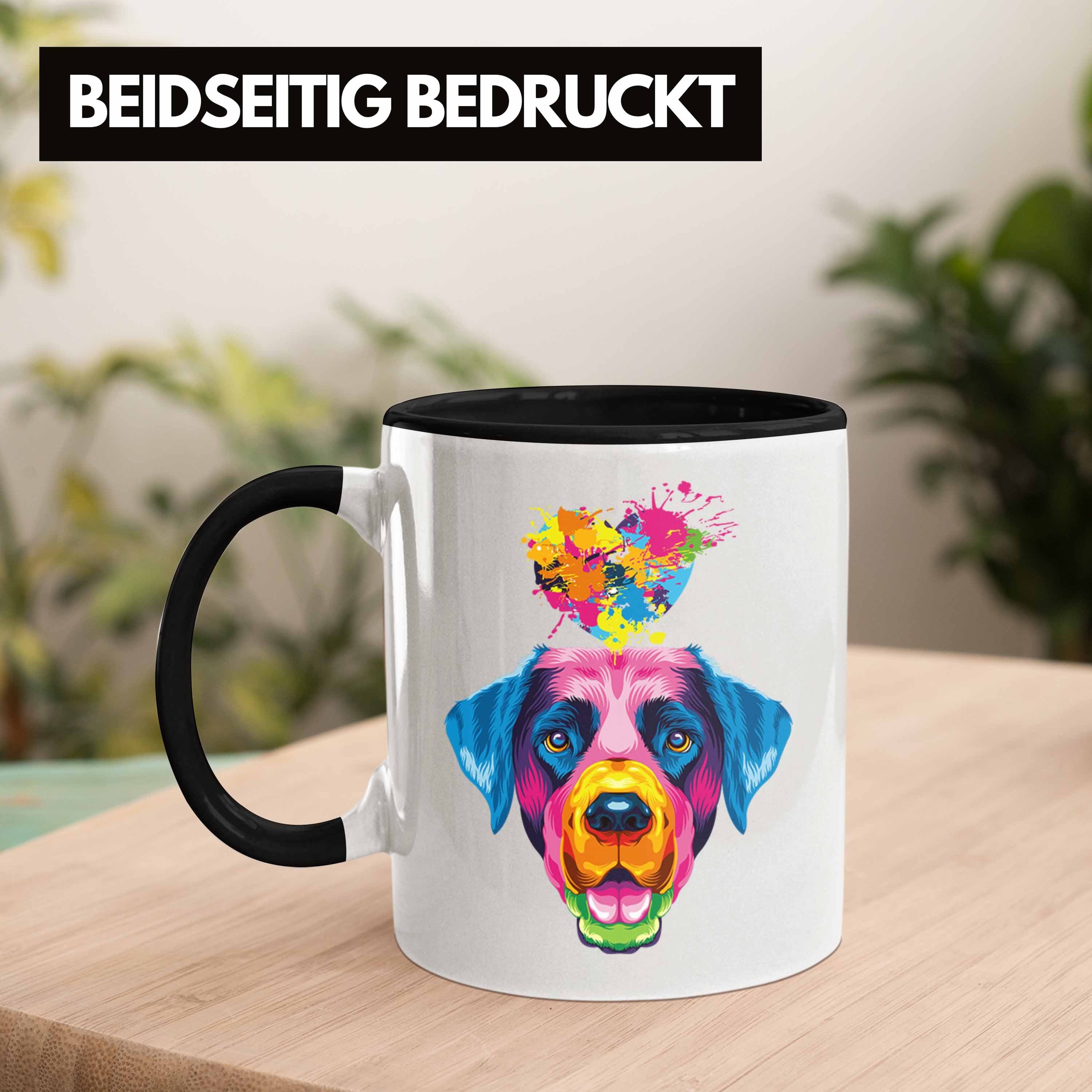 Trendation Tasse Labrador Herz Farbe Geschenkid Besitzer Geschenk Tasse Lustiger Spruch Schwarz