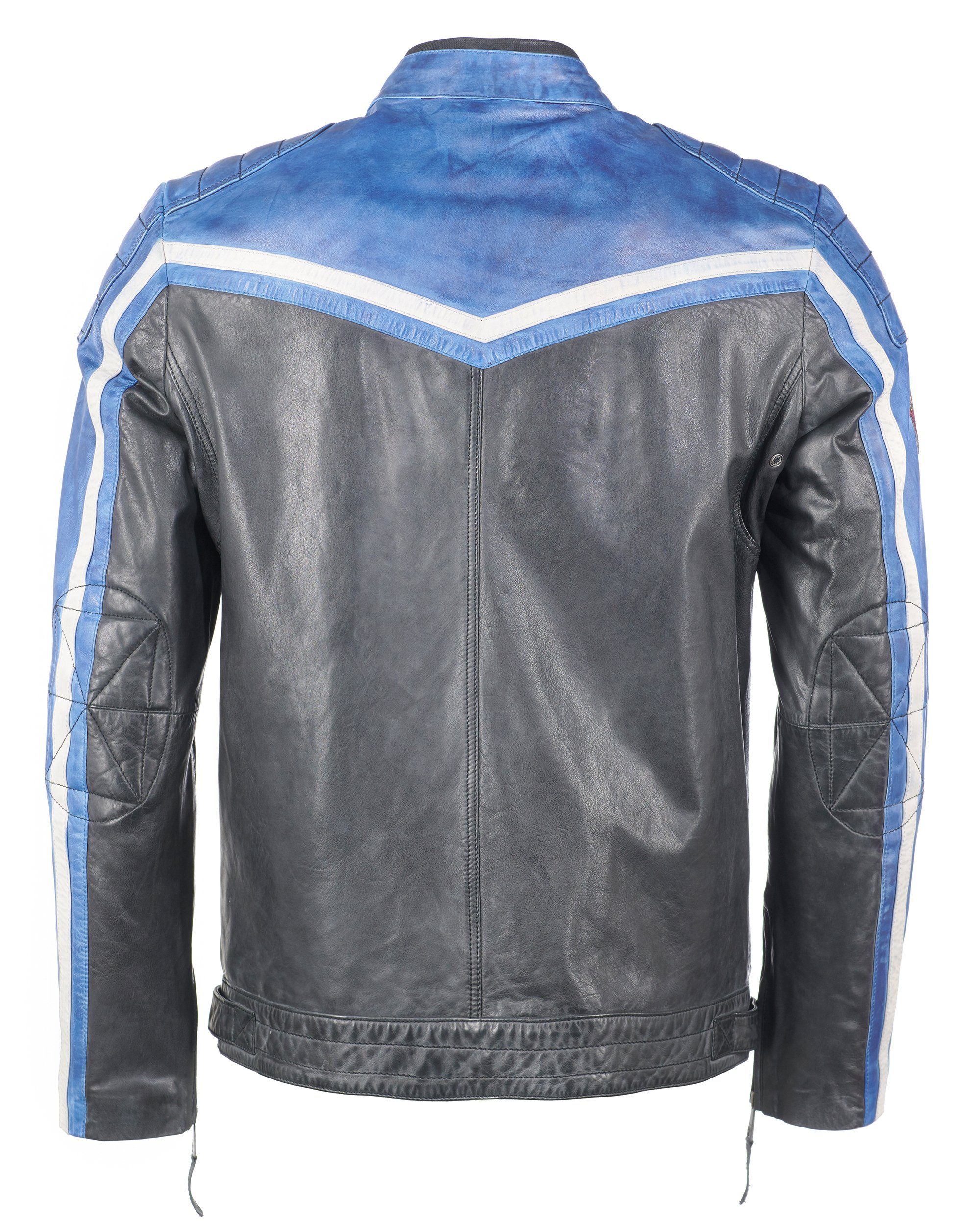 black/blue/creme GUN TGJ1005 TOP Lederjacke