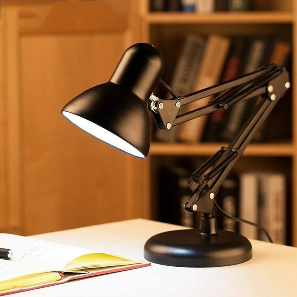 AKKEE Tischleuchte Retro Schreibtischlampe, ohne Leuchtmittel, Schwarz,  Einstellbarer Arm, ohne Leuchtmittel, Leselampe, Arbeitslampe mit  verstellbarem Arm und Sockel Clip Set