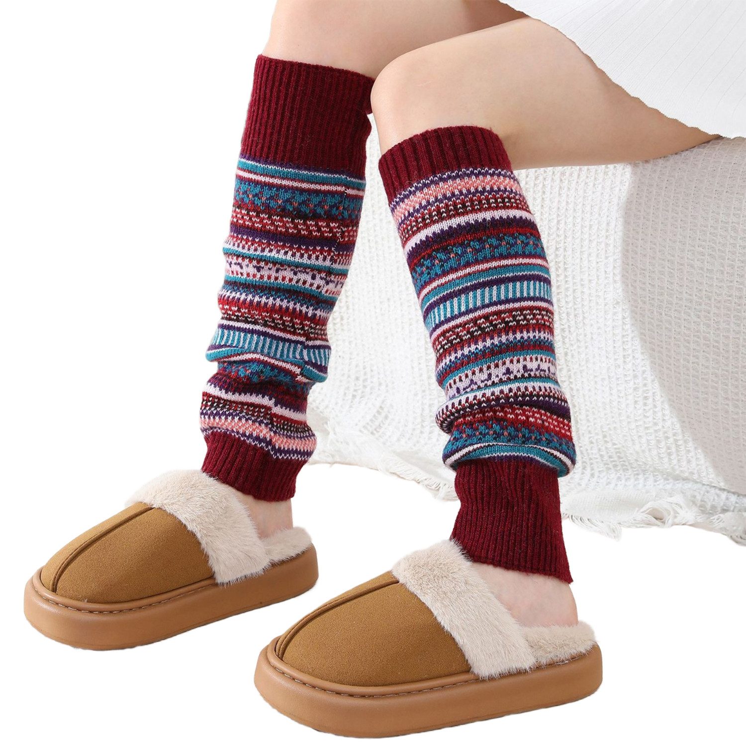 Refttenw Гетры Гетры Böhmen,Beinwärmer Damen für Winter,Lange Winter Beinwärmer