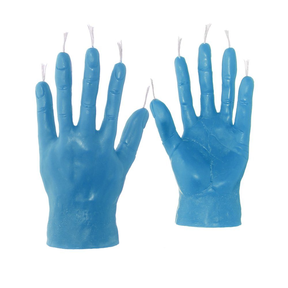 NKlaus Formkerze 2x Paraffinwachs Rumeshand hellblau günstig online kaufen