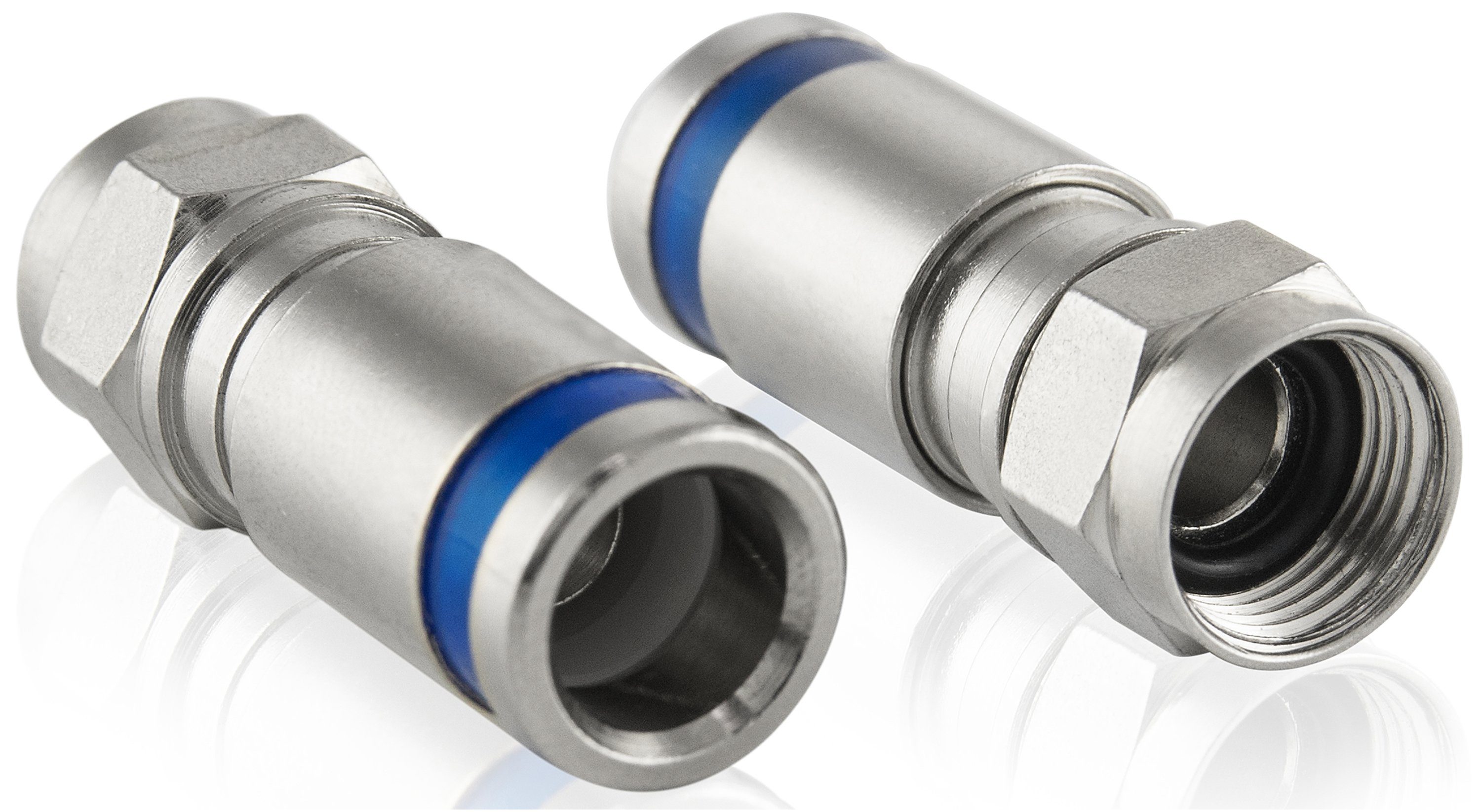 Poppstar SAT F-Quick Mount Stecker SAT-Kabel, F-Kompressionsstecker, für Koaxial- Antennen- & Satellitenkabel bis 7,5mm
