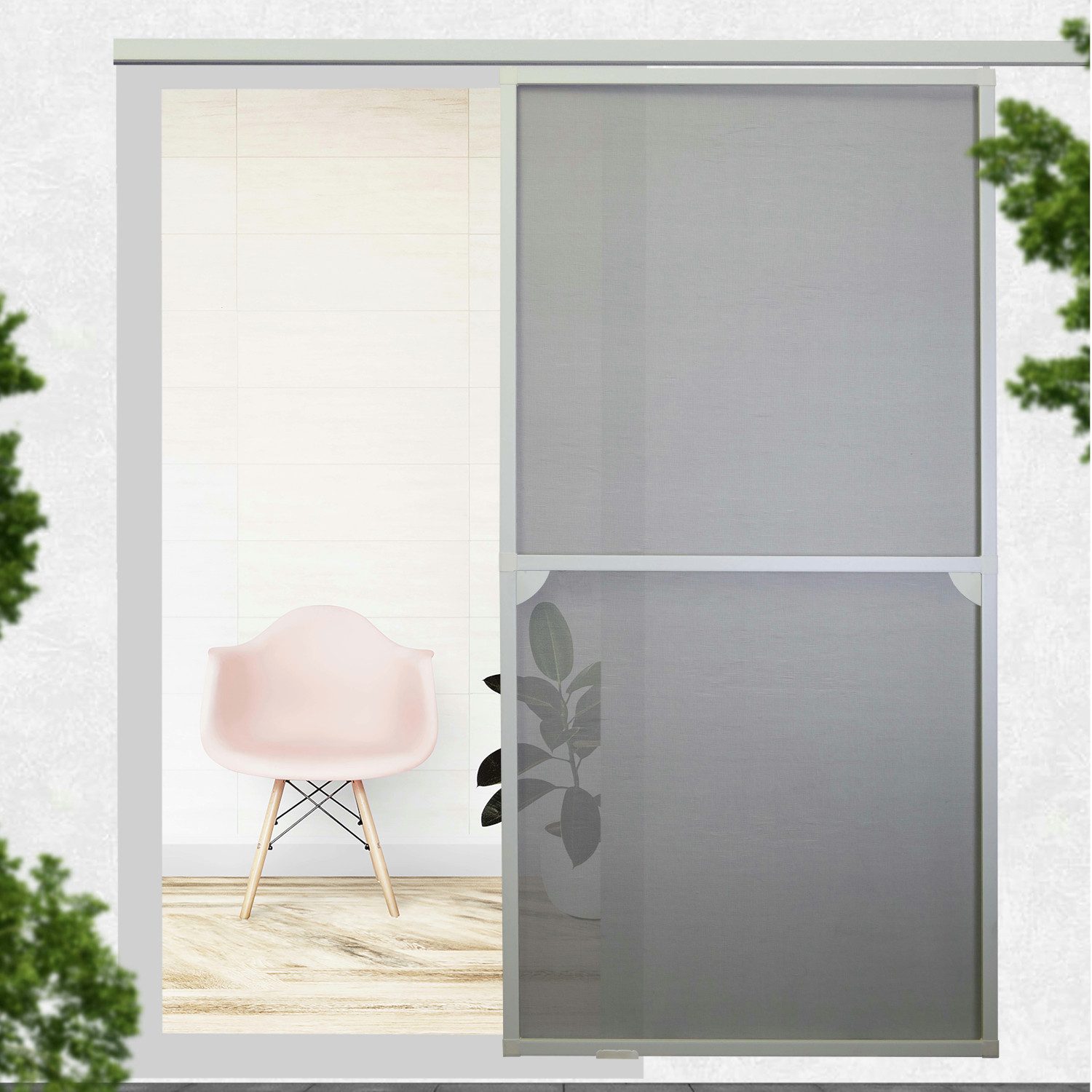 APANA Insektenschutz-Tür Insektenschutz Fliegengitter Schiebetür Alurahmen, Farbe:weiß,Größe (Breite x Höhe):120 x 240 cm