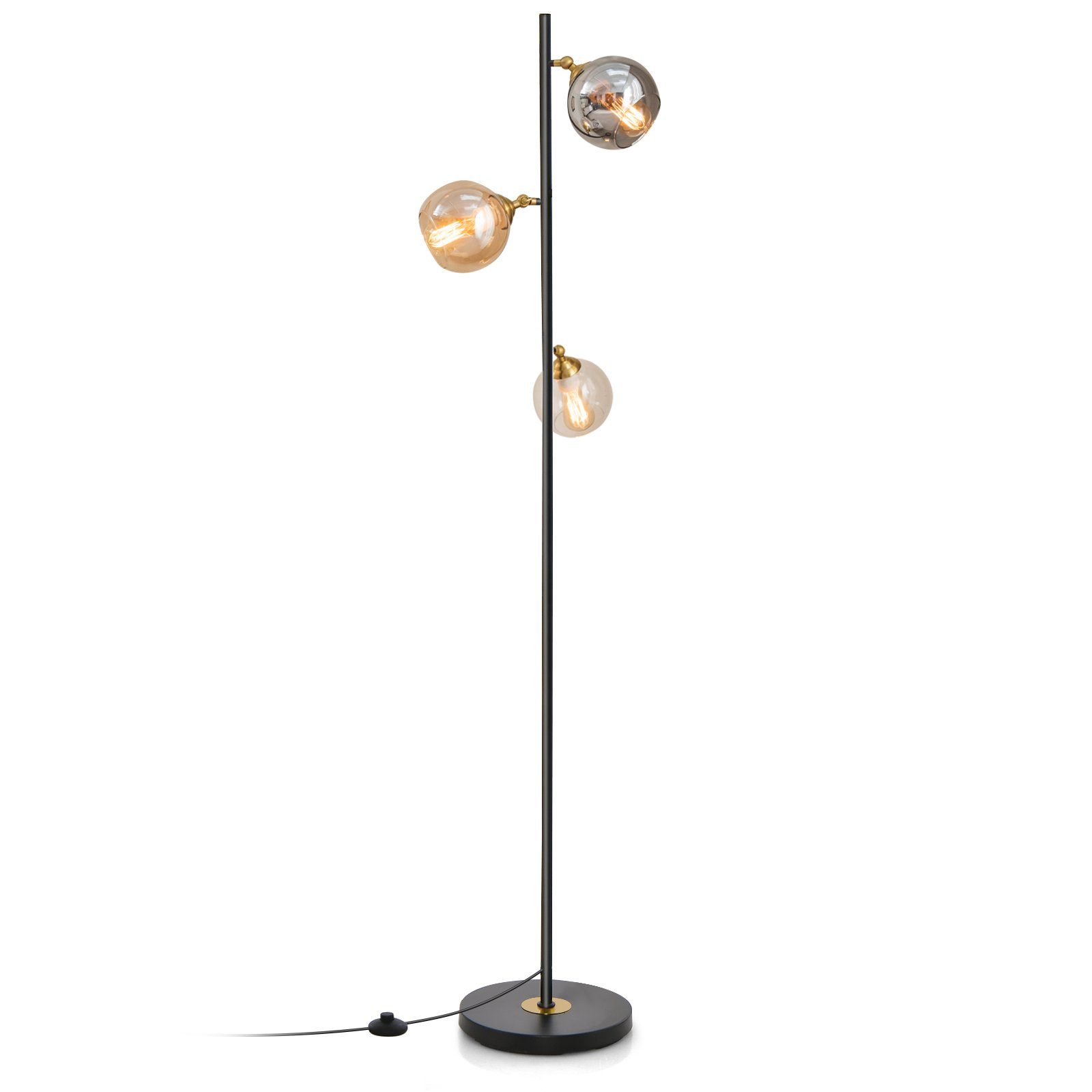 COSTWAY Stehlampe, ohne flammig 3 und 162cm Fußschalter Leuchtmittel, mit