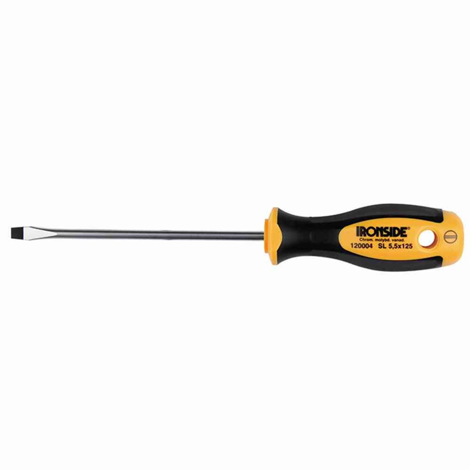 IRONSIDE Schraubendreher Werkstattschraubendreher FL.8,0 x 175 mm 2-Komponenten-Griff Chrom-Van
