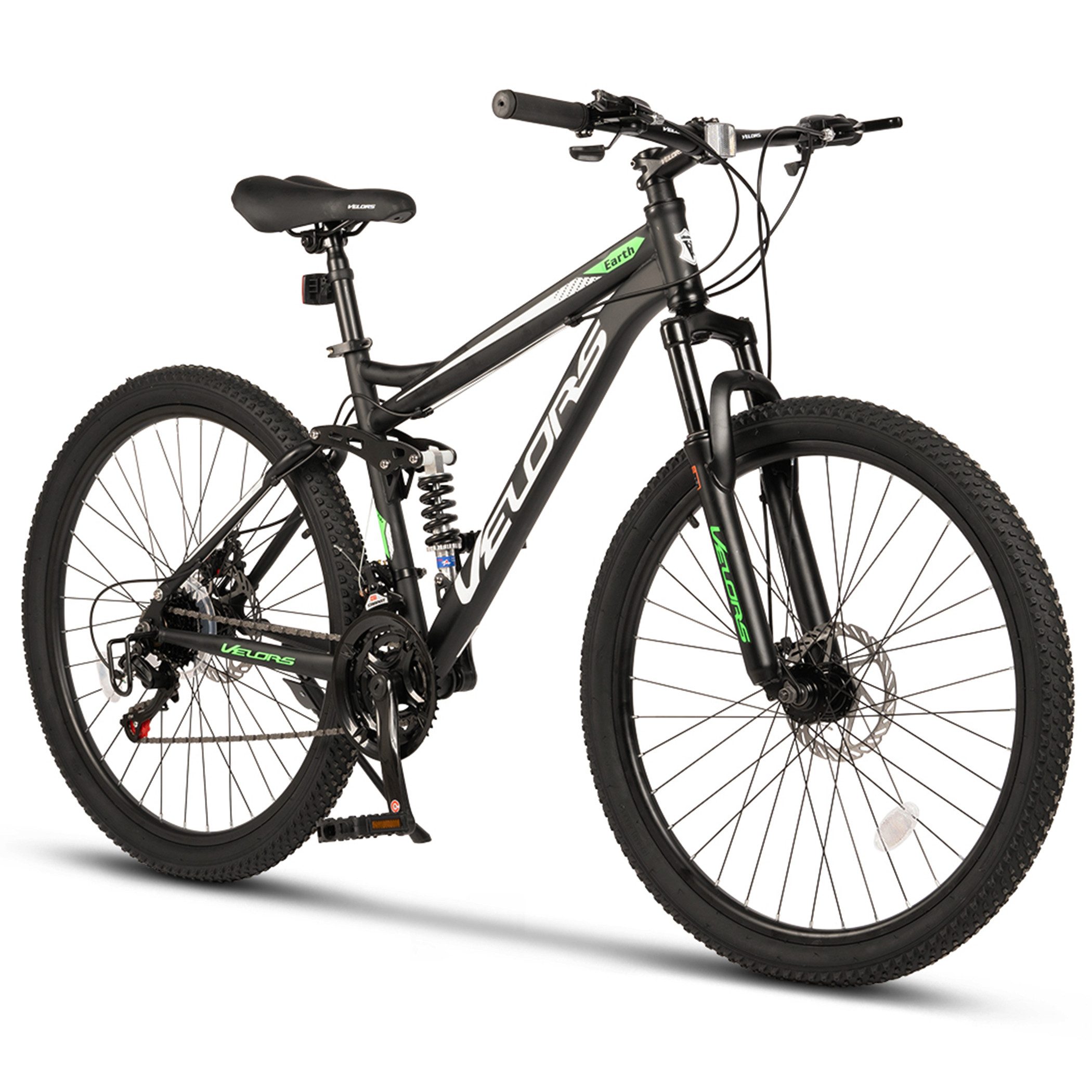 Velors Mountainbike 26 Zoll Fully Mountainbike, geeignet ab 150 cm, 21 Gang Shimano Tourney TZ-500 Schaltwerk, Kettenschaltung, mechanische Scheibenbremse, MTB Fahrrad Bike für Damen Herren