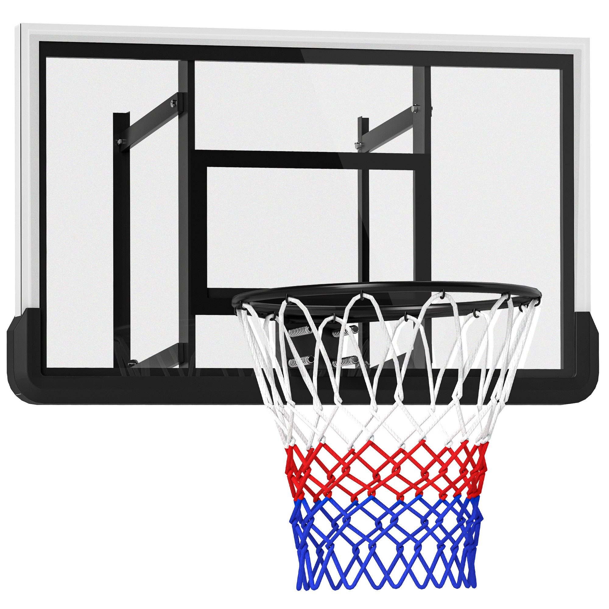 Basketballständer mit Rückwand, mit Ø45 cm Stahlkorb und Netz, Wandmontage