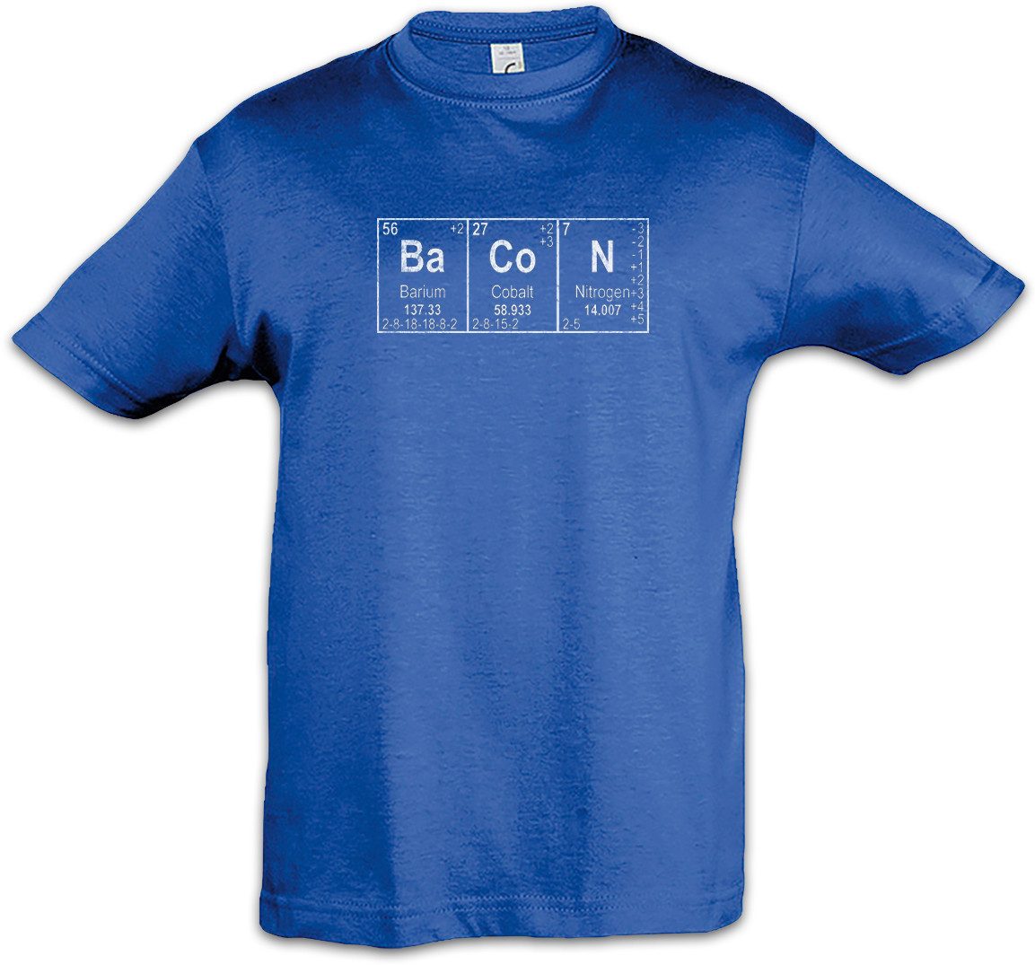 Urban Backwoods Print-Shirt Ba Co N I Kinder T-Shirt Bacon Addicted Love Barium Eggs Cobalt (1-tlg) Nitrogen Chemie Teacher Scientist