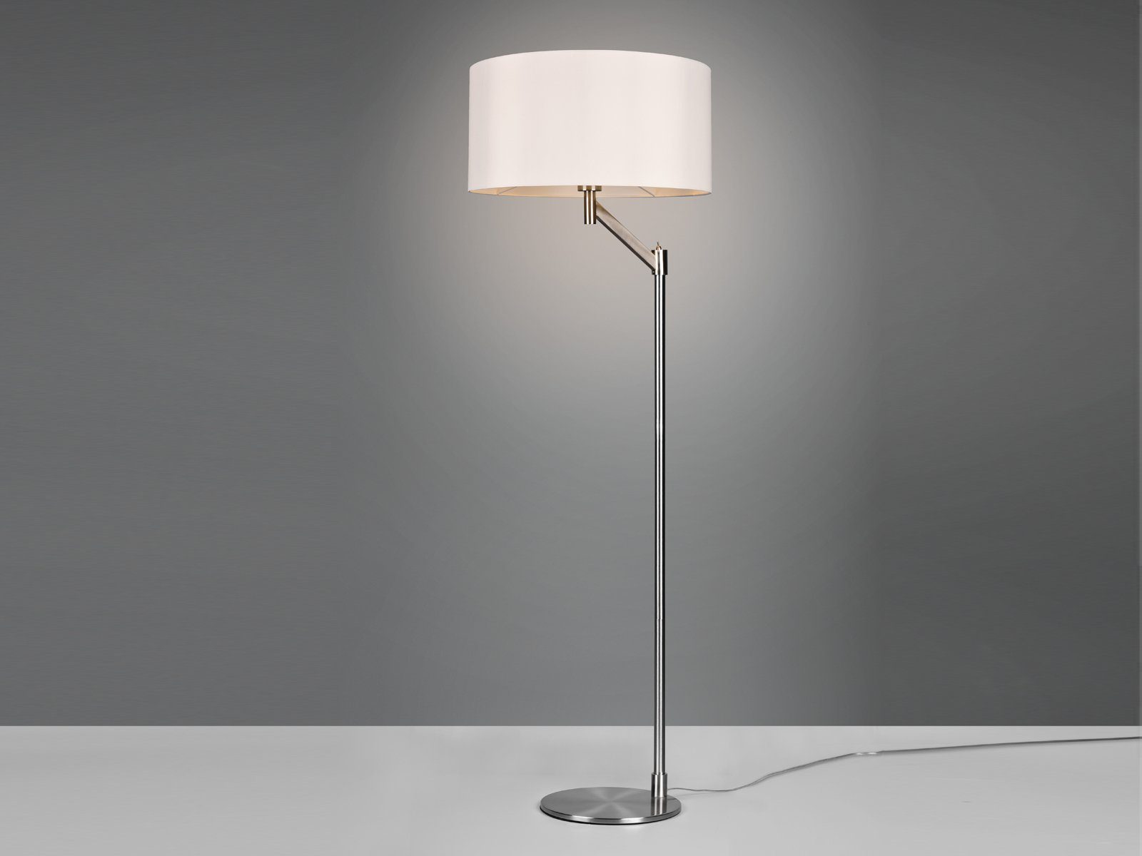 Silber matt Design-klassiker, wechselbar, Stehlampe, Bauhaus Weiß Warmweiß, LED / Lampenschirm-e Silber Höhe groß, 158cm Stoff meineWunschleuchte LED