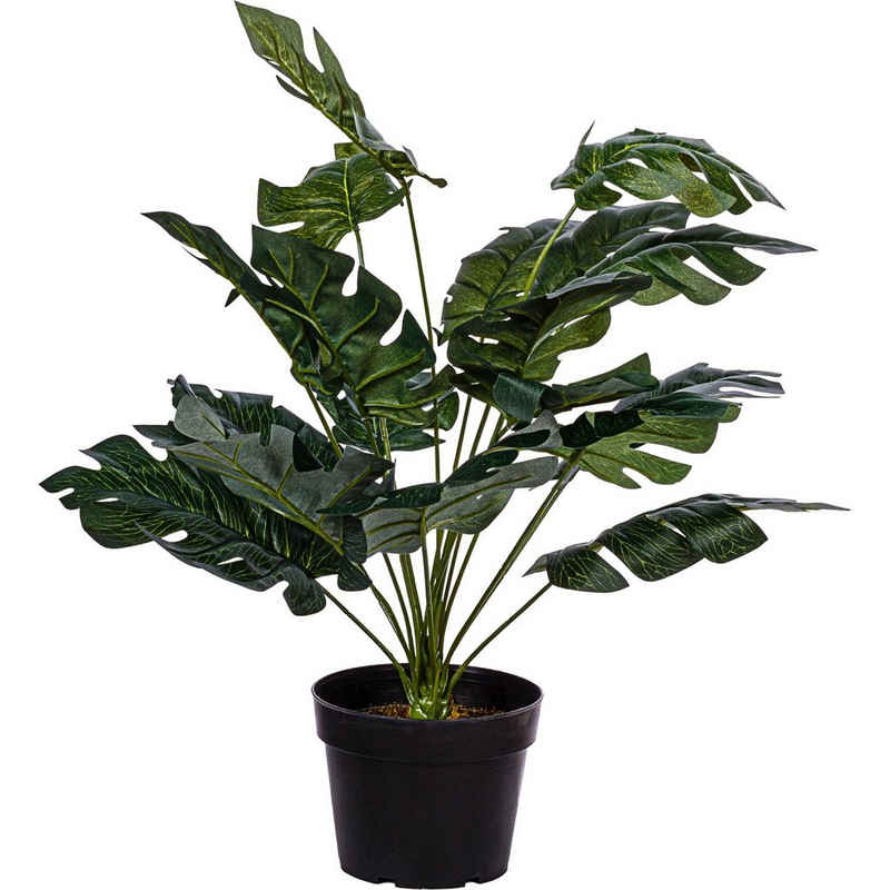 Kunstpflanze Künstliche Monstera Zimmerpflanze Gummipflanze Monstera, PLANTASIA, Höhe 60,00 cm, 60 cm, 18 große Blätter