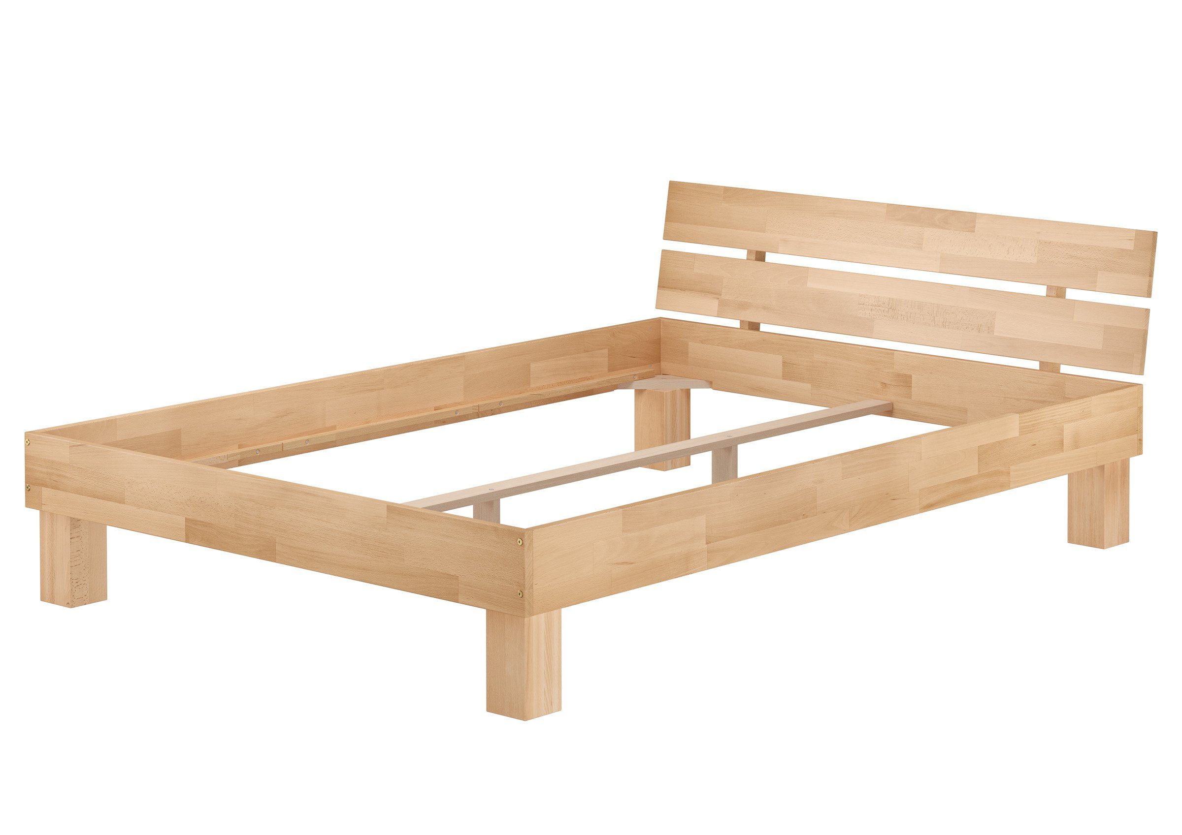 ERST-HOLZ Bett Futonbett 140x200 Buche massiv ohne Rollrost, Buchegeölt