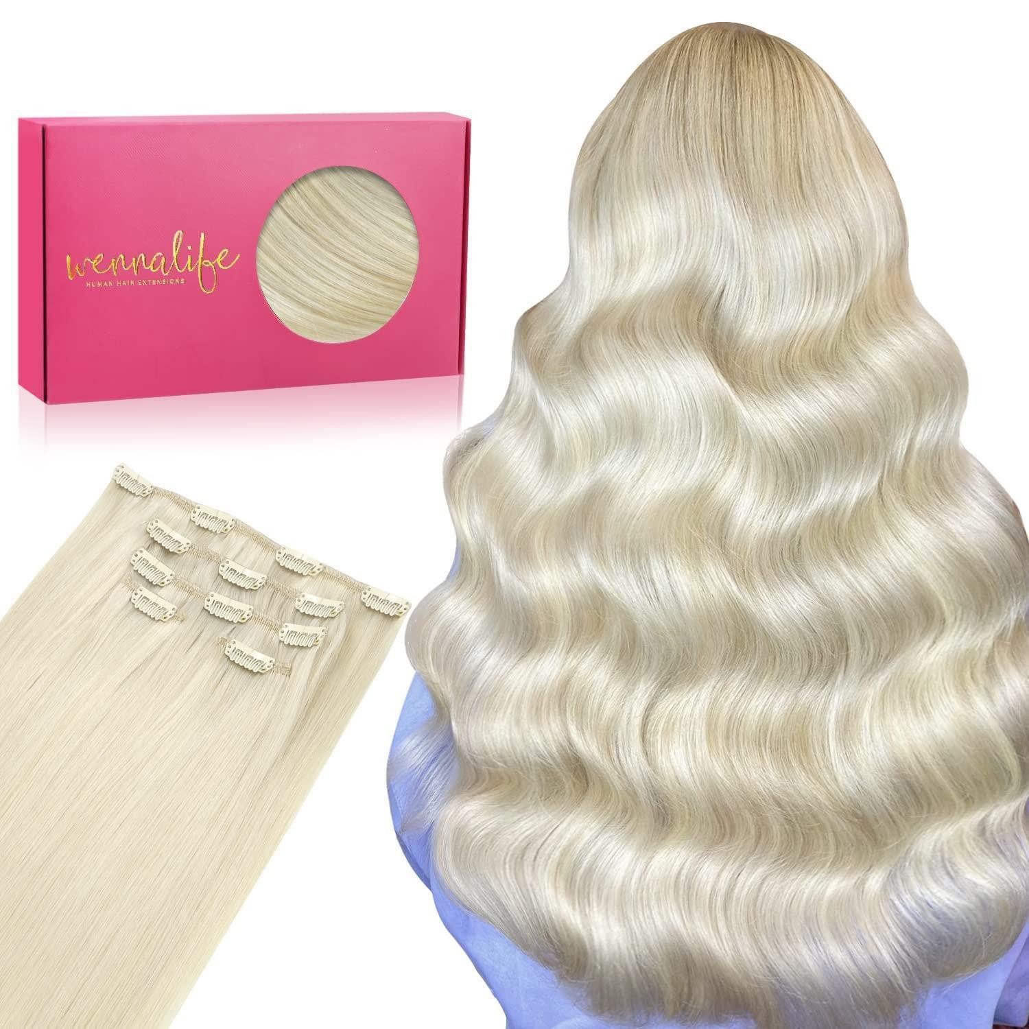 LuxusKollektion Echthaar-Extension Clip in Echthaarverlängerung Platinblond