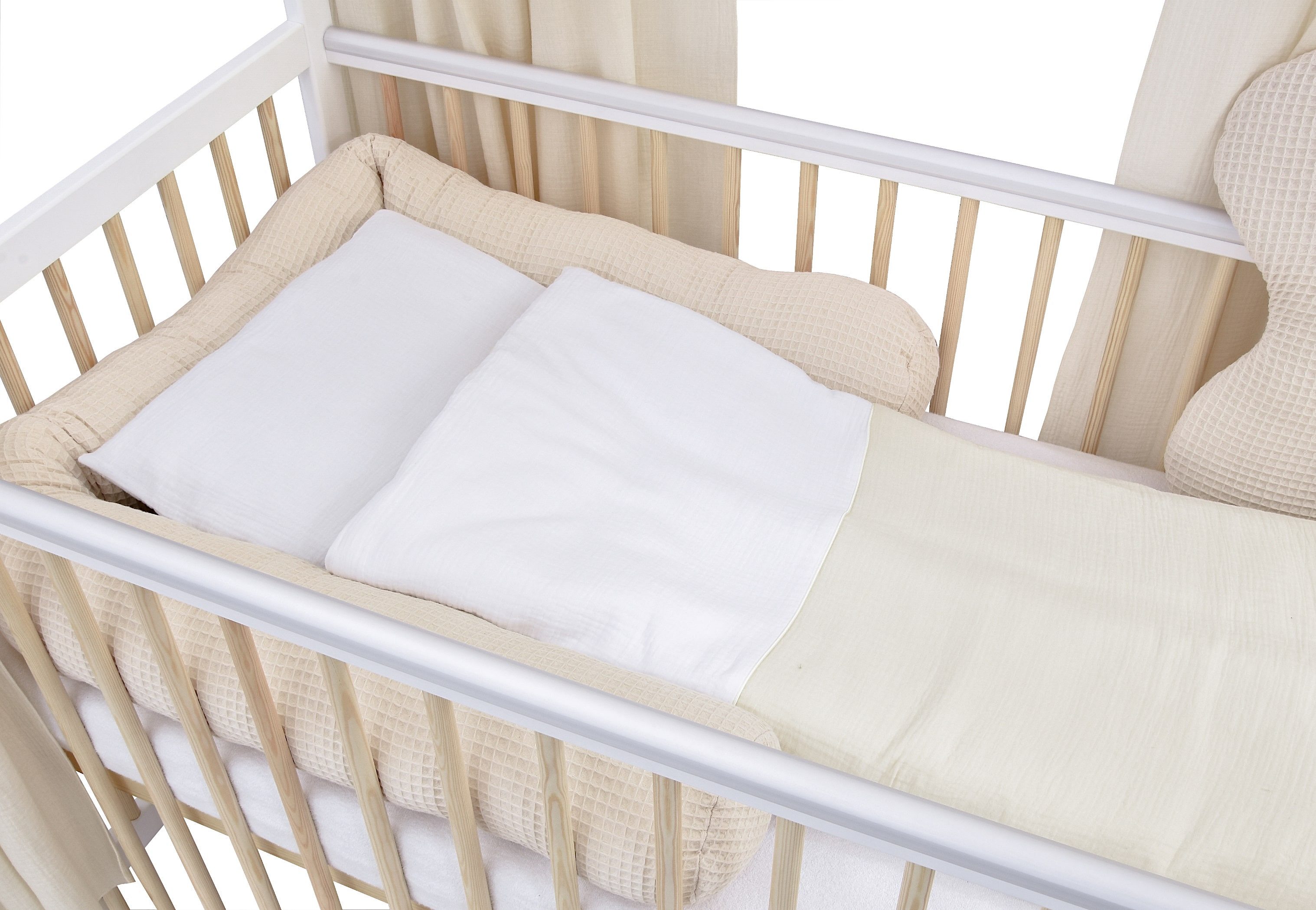 Baby-Delux Komplettbett Hausbett Babybett Komplettset Waffelpique Musselin, günstig online kaufen