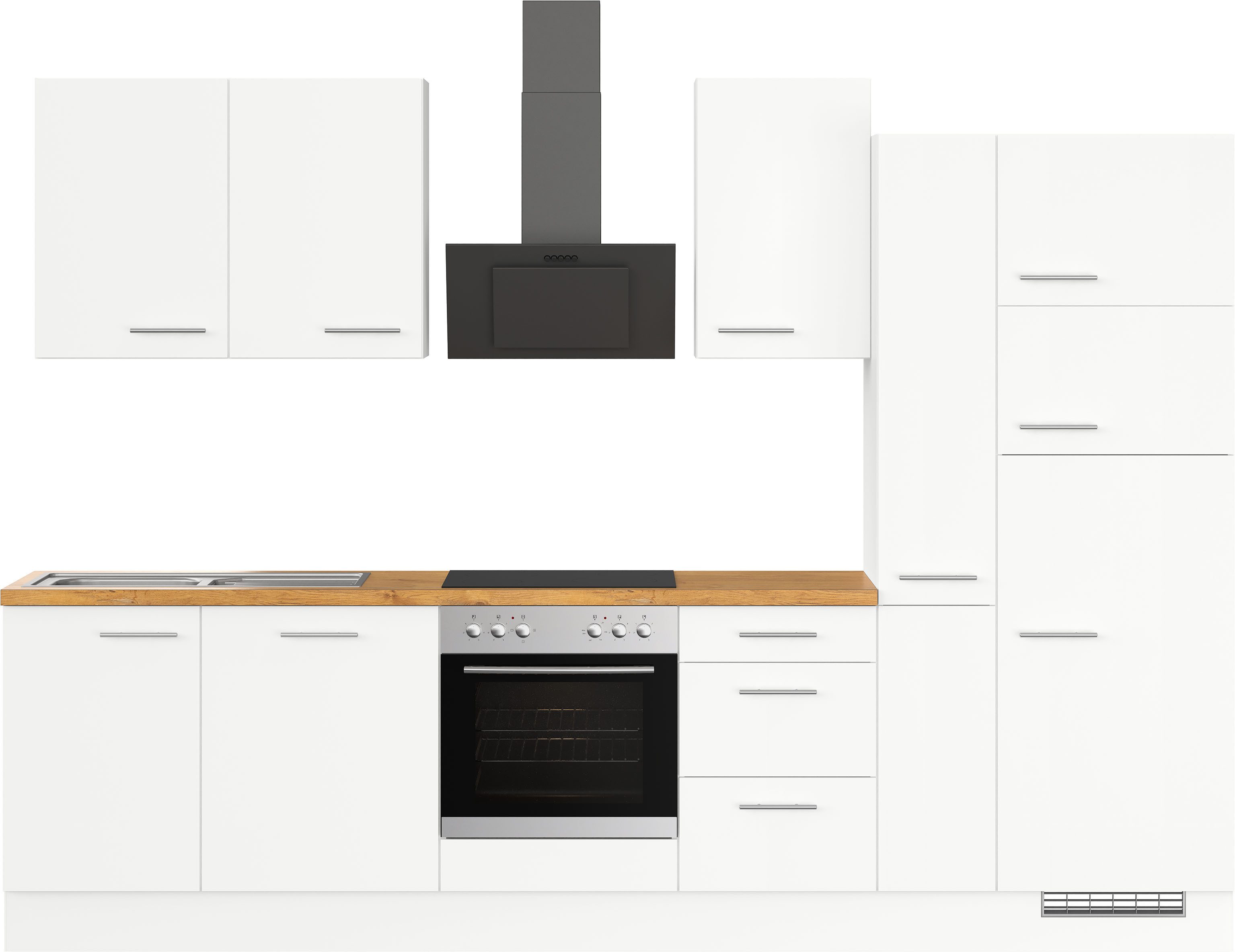 IMPULS KÜCHEN Кухниzeile "Valencia", Ausrichtung wählbar, Schubkästen mit Soft-Close, vormontiert, wahlweise mit E-Geräten, Breite 310 cm