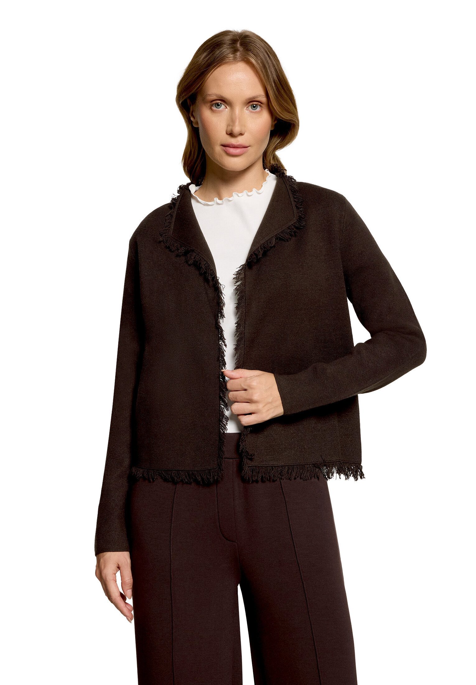 Cartoon Strickjacke Damen mit Fransen (1-tlg)