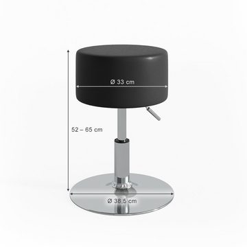Vicco Sitzhocker Schminkhocker Höhenverstellbar Schwarz mit Griff (Einzelartikel), 360° drehbare Sitzfläche