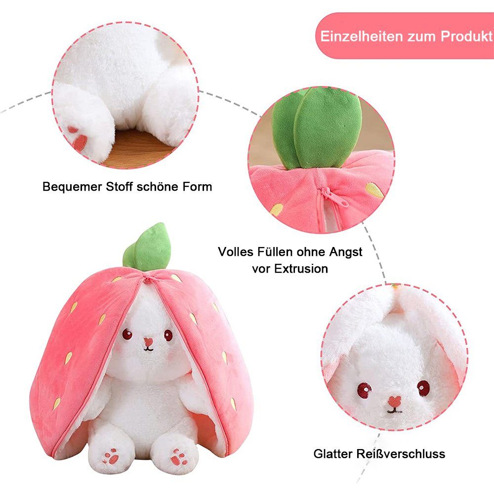 zggzerg Tierkuscheltier Versteckter Hase Plüschtier, Erdbeere Karotte Hase, günstig online kaufen