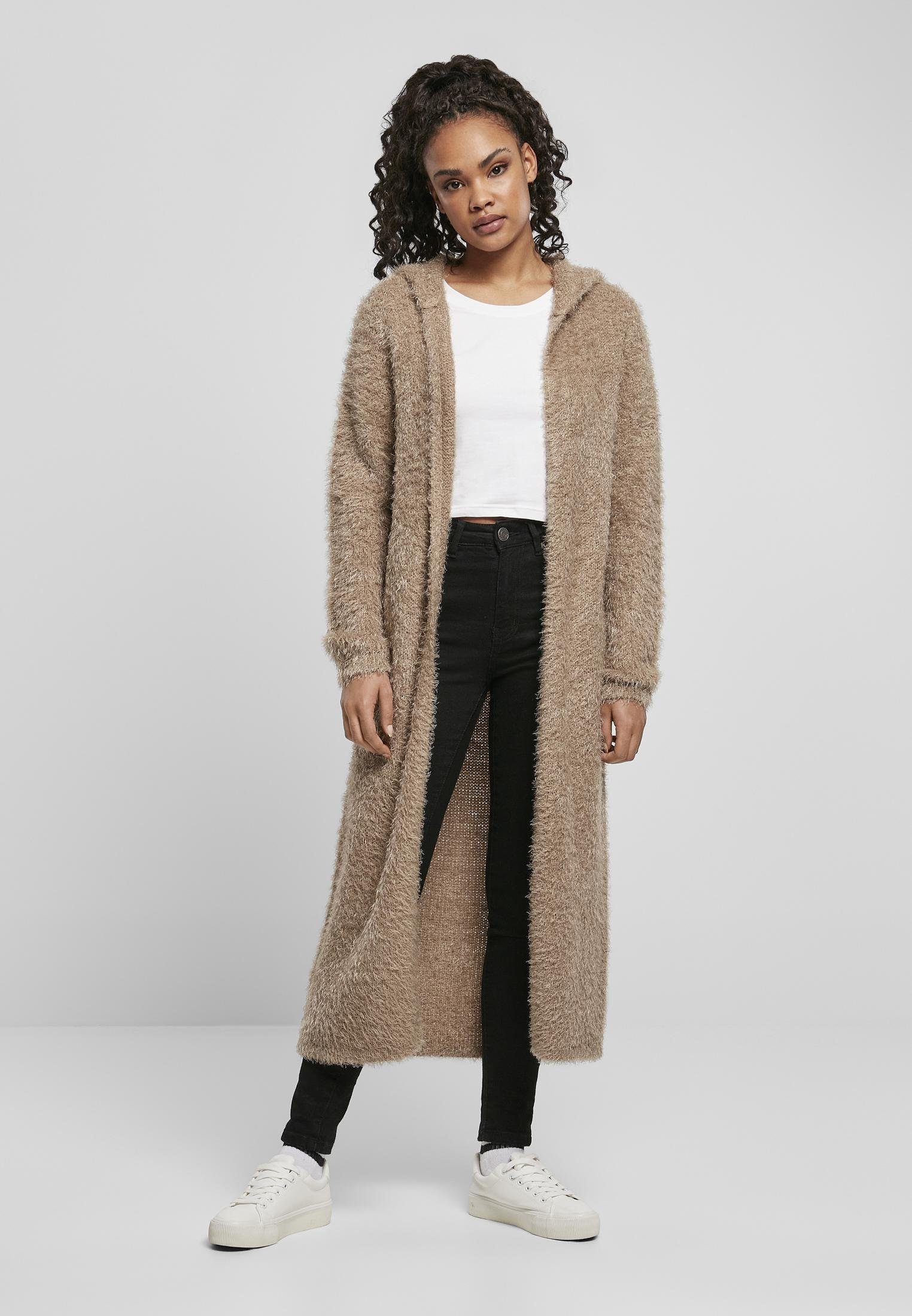 Cardigan Damen Hooded Feather Cardigan mit lässiger Kapuze