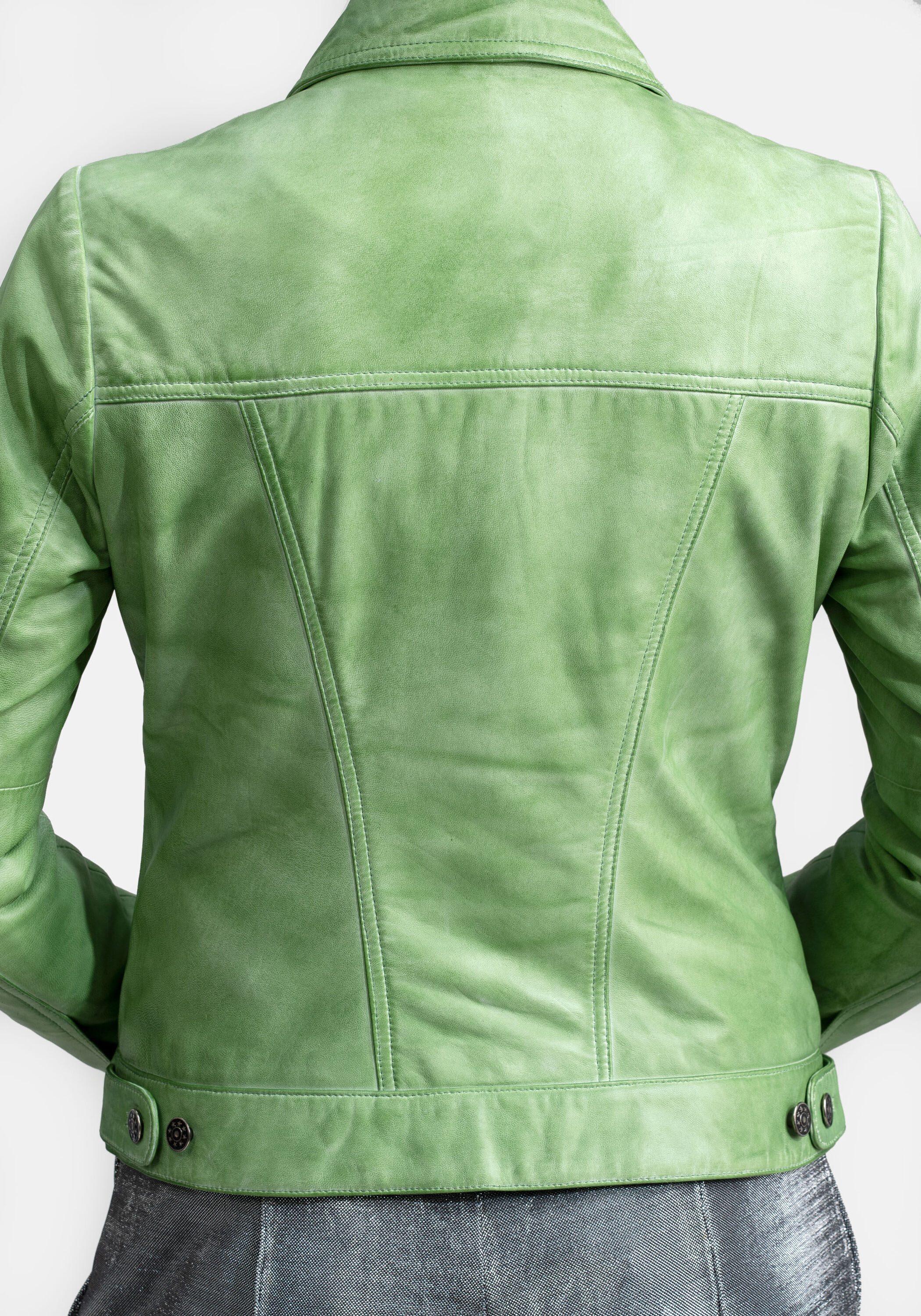 18N62 Lederjacke NEBARBADOS (1-St) in Jeansjacken-Optik aus leichtem Lammnappa