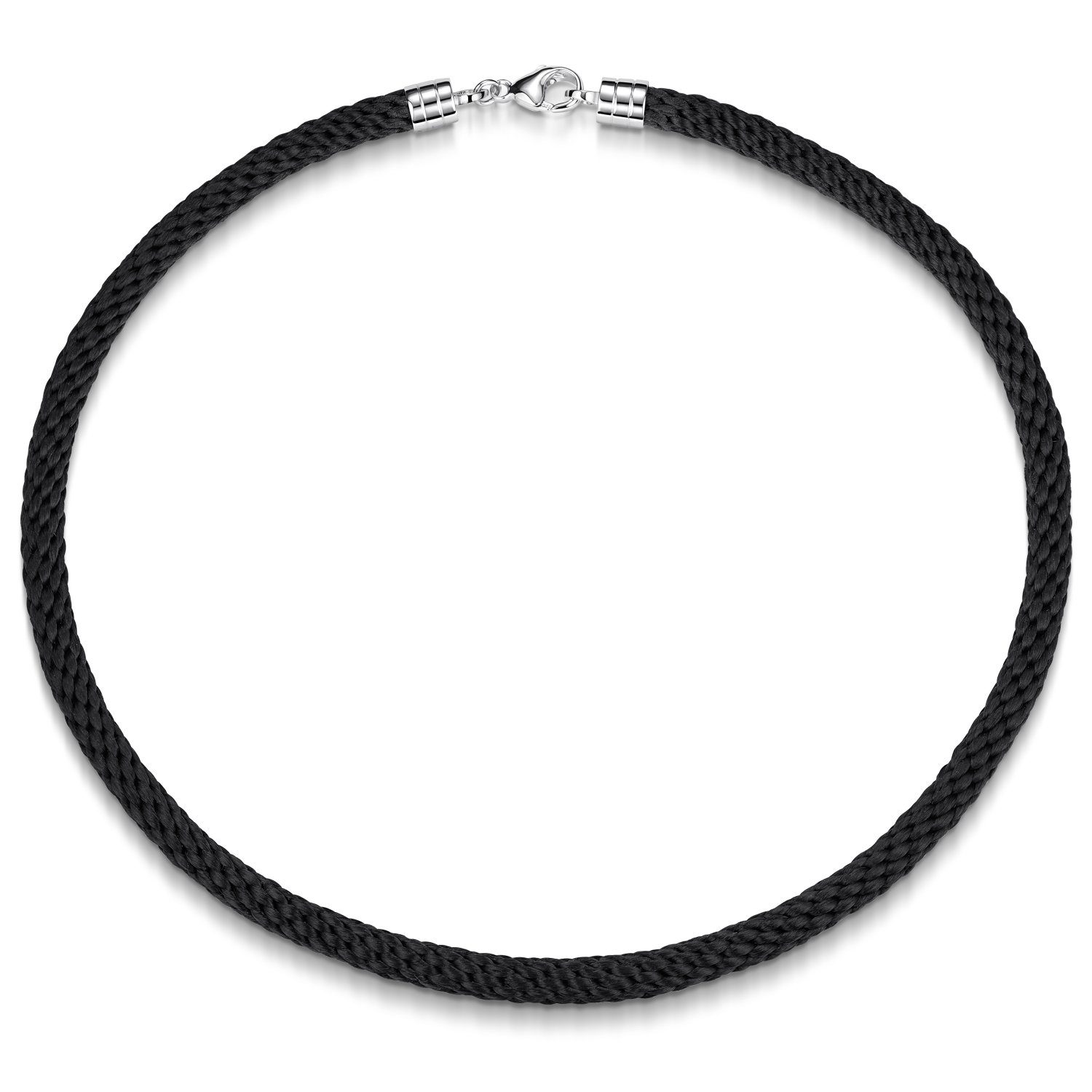 Textilband Textilkette Kordel geflochten Schwarz Polyester K51
