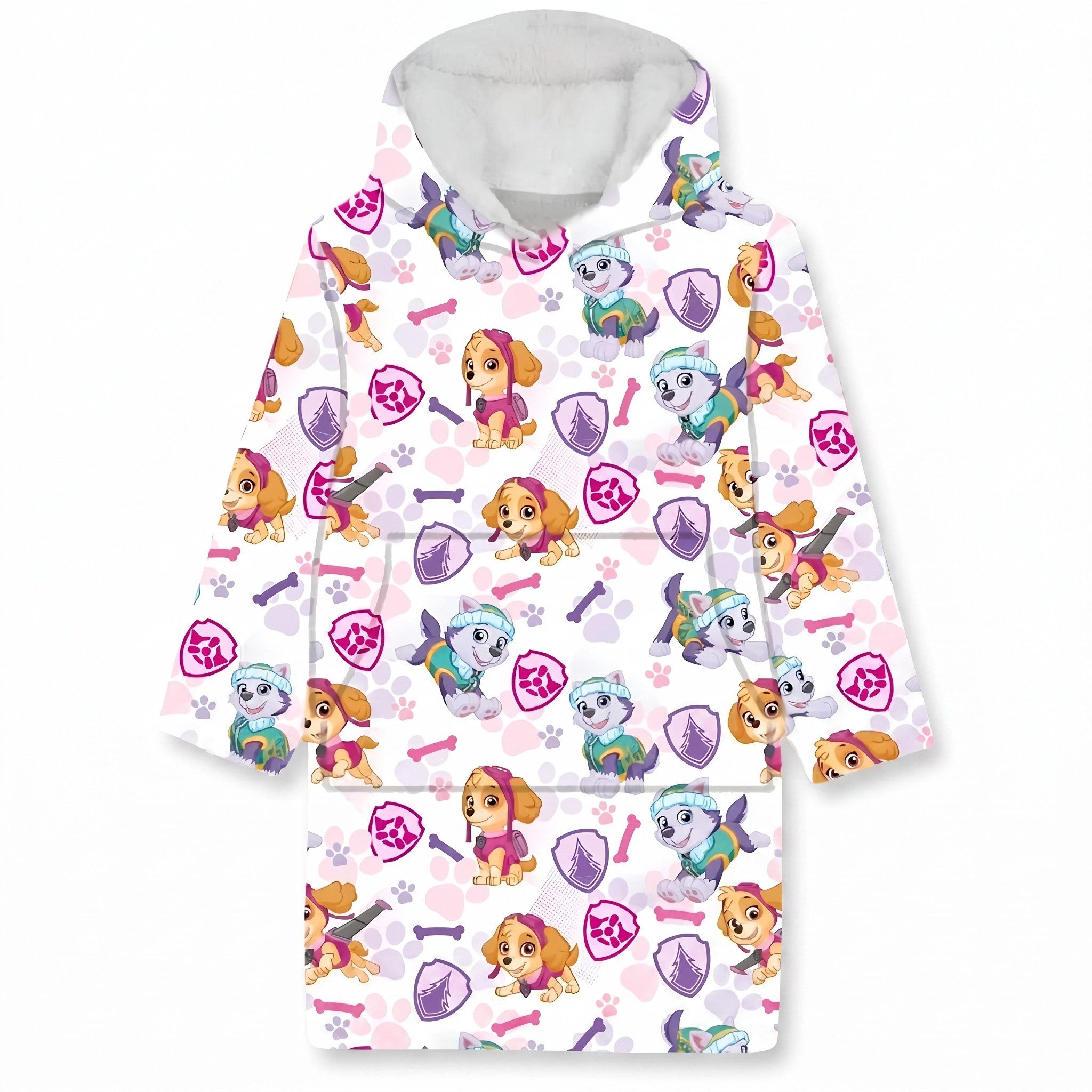 PAW PATROL Sweatponcho Paw Patrol Skye Kuschelponcho Kuscheldecke mit Ärmeln Kapuze Tasche Gr. 3 bis 6 Jahre Onesize