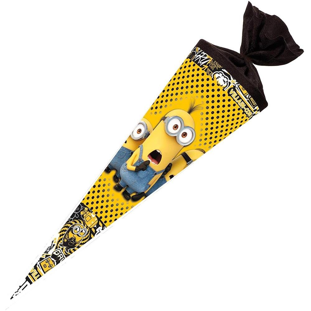 Minions Einschulung Minions Schultüte Mädchen Nestler Zuckertüte Filzverschluss, Nestler Schulanfang, für 70 mit Junge 2, Schulanfang Schultüte rund, schwarzem Zuckertüte cm, 70cm