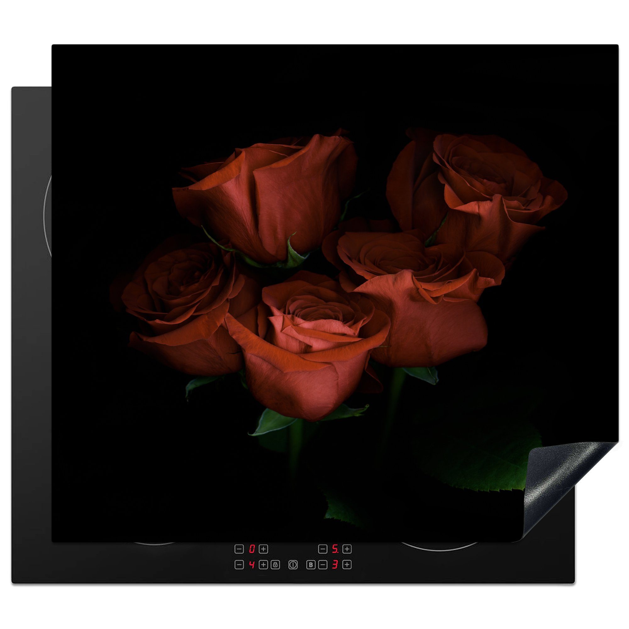 MuchoWow Herdblende-/Abdeckplatte Rosen - Blumen - Blumenstrauß, Vinyl, (1 tlg), 59x52 cm, Ceranfeldabdeckung für die küche, Induktionsmatte