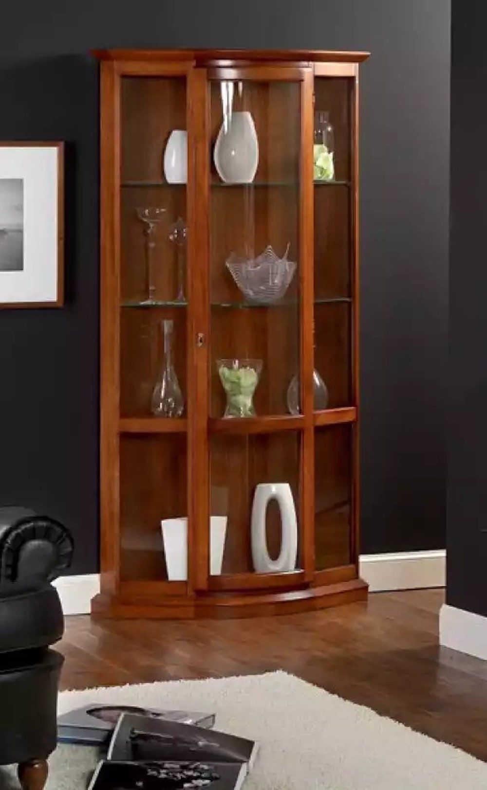 Vitrine Glasvitrine aus Holz für das Wohnzimmer - stilvolle Anrichte