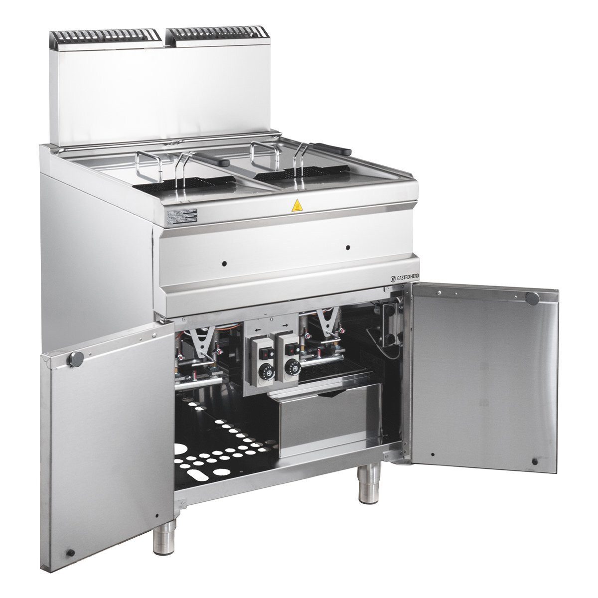 GastroHero Fritteuse Gas Fritteuse 14+14 Liter 25 kW Edelstahl Profi