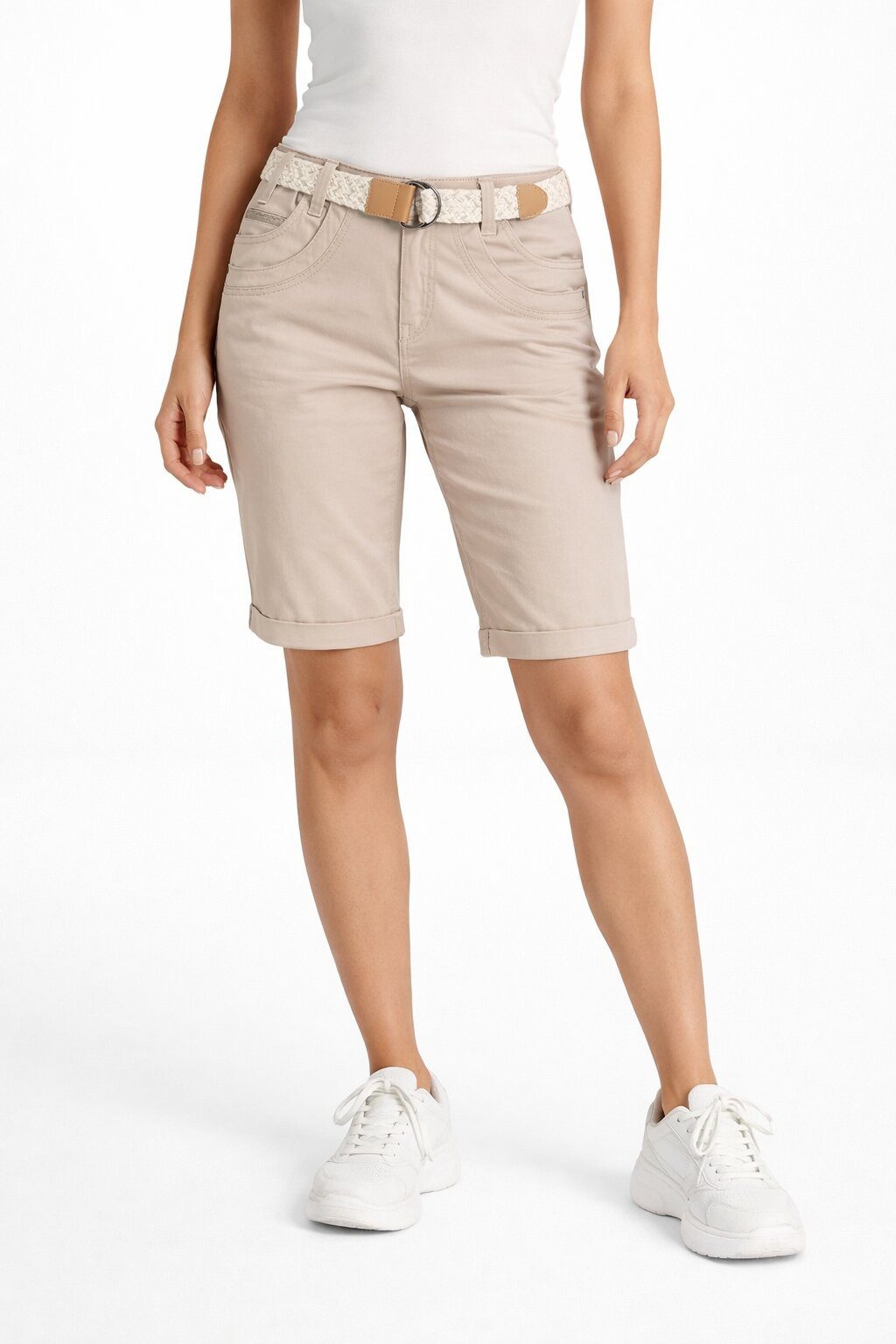 SUBLEVEL Shorts Damen Bermudas kurze Hose Baumwolle Jeans Sommer Chino Stoff
