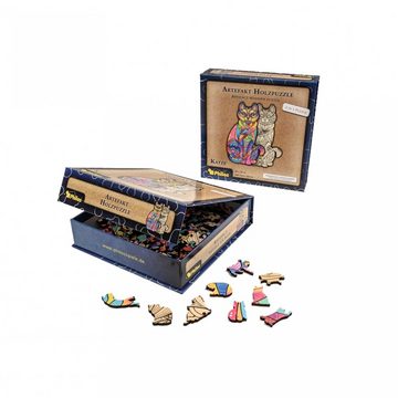 Philos Spiel, Artefakt Holzpuzzle 2 in 1 Katze - 160 Teile - in magnetischer Klappschachtel