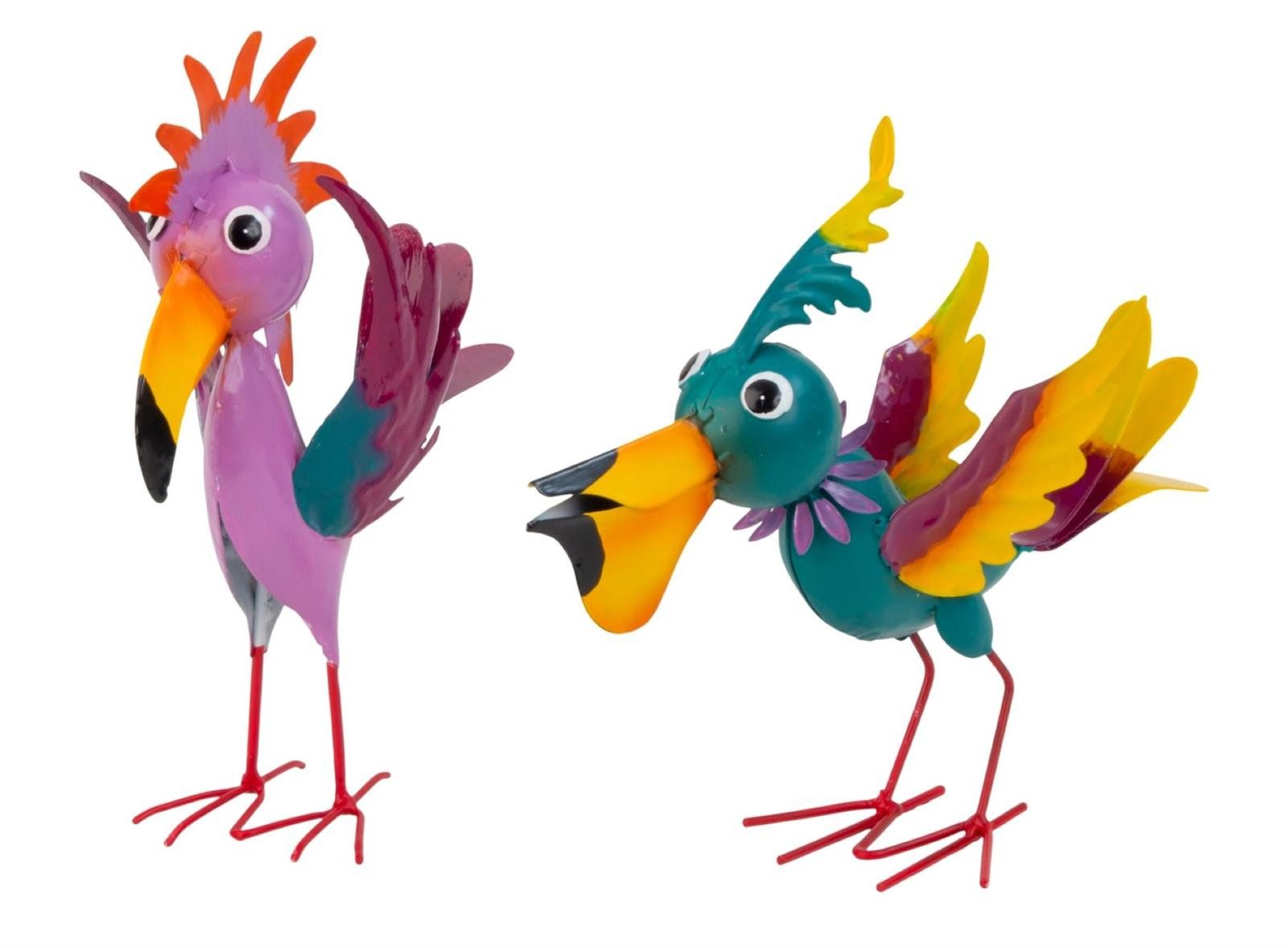 Geschenkestadl Tierfigur Bunte Metall Vögel 2er Set ausgefallene Dekofiguren modern 19/20 cm (Spar-Set, 2 St., 2tlg), lustige Vögel – Bild 5 von 5