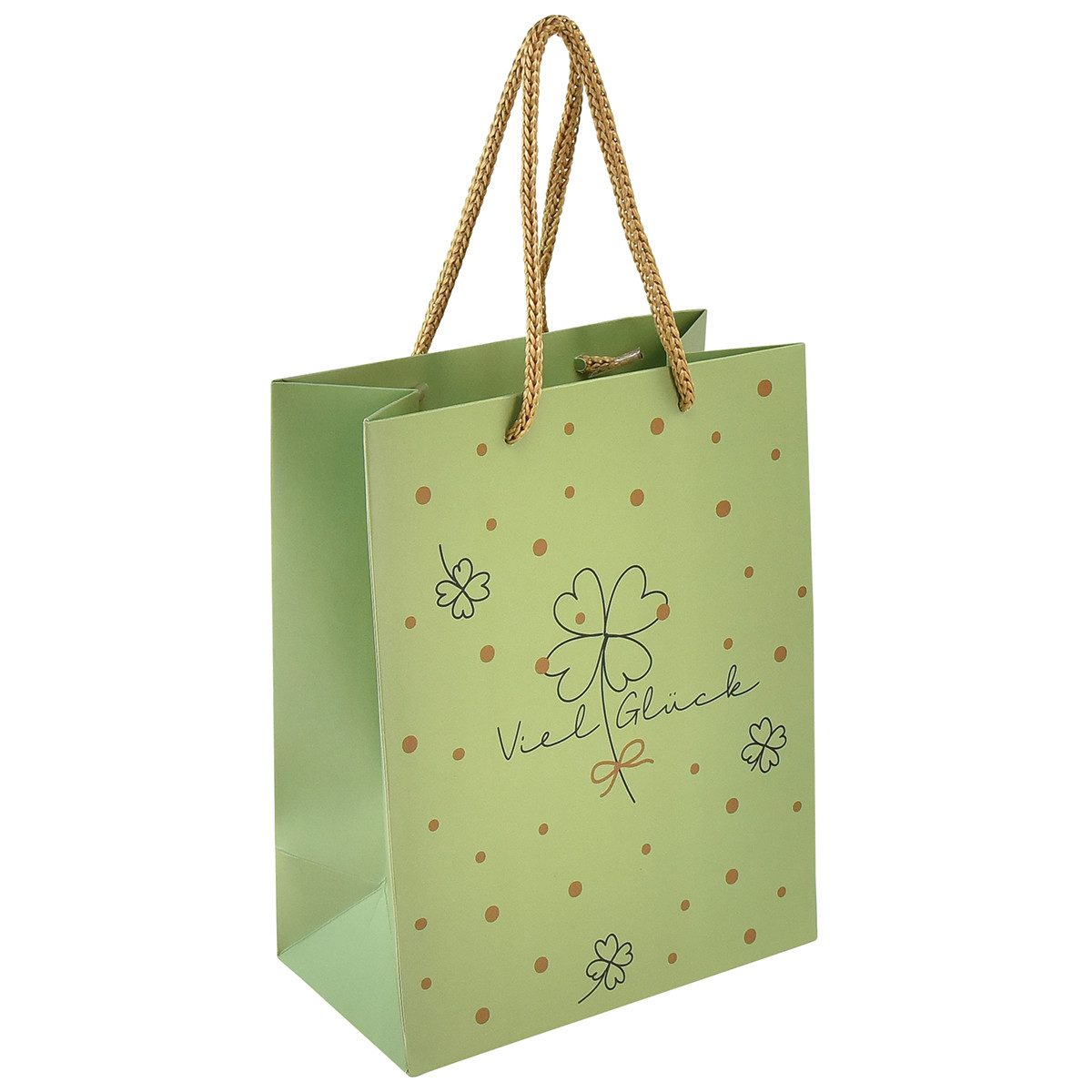 Florists Products Tragetasche Edle Glückwunsch Geschenktüte mit Kleeblattmotiv aus Papier, 2 Stück
