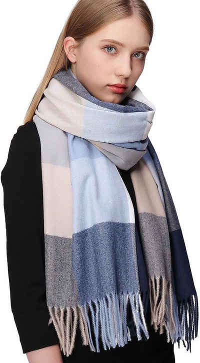 Alster Herz Modeschal Karierter Schal Damen Winter Schals Tücher mit Pashmina Feeling A0505, hält sehr warm