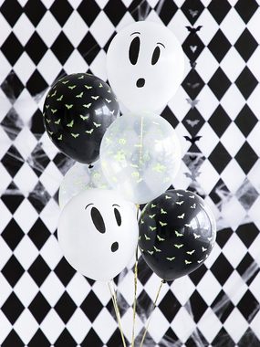 partydeco Luftballon, Schwarzlicht Luftballons Neon 27cm schwarz weiß fluoreszierend 3er Set