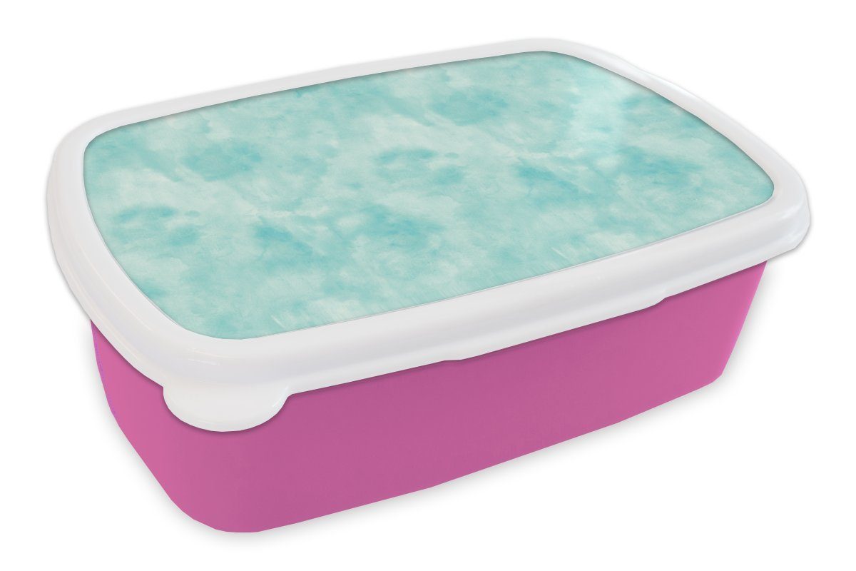 MuchoWow Lunchbox Muster - Aquarell - Türkis, Kunststoff, (2-tlg), Brotbox für Erwachsene, Brotdose Kinder, Snackbox, Mädchen, Kunststoff rosa