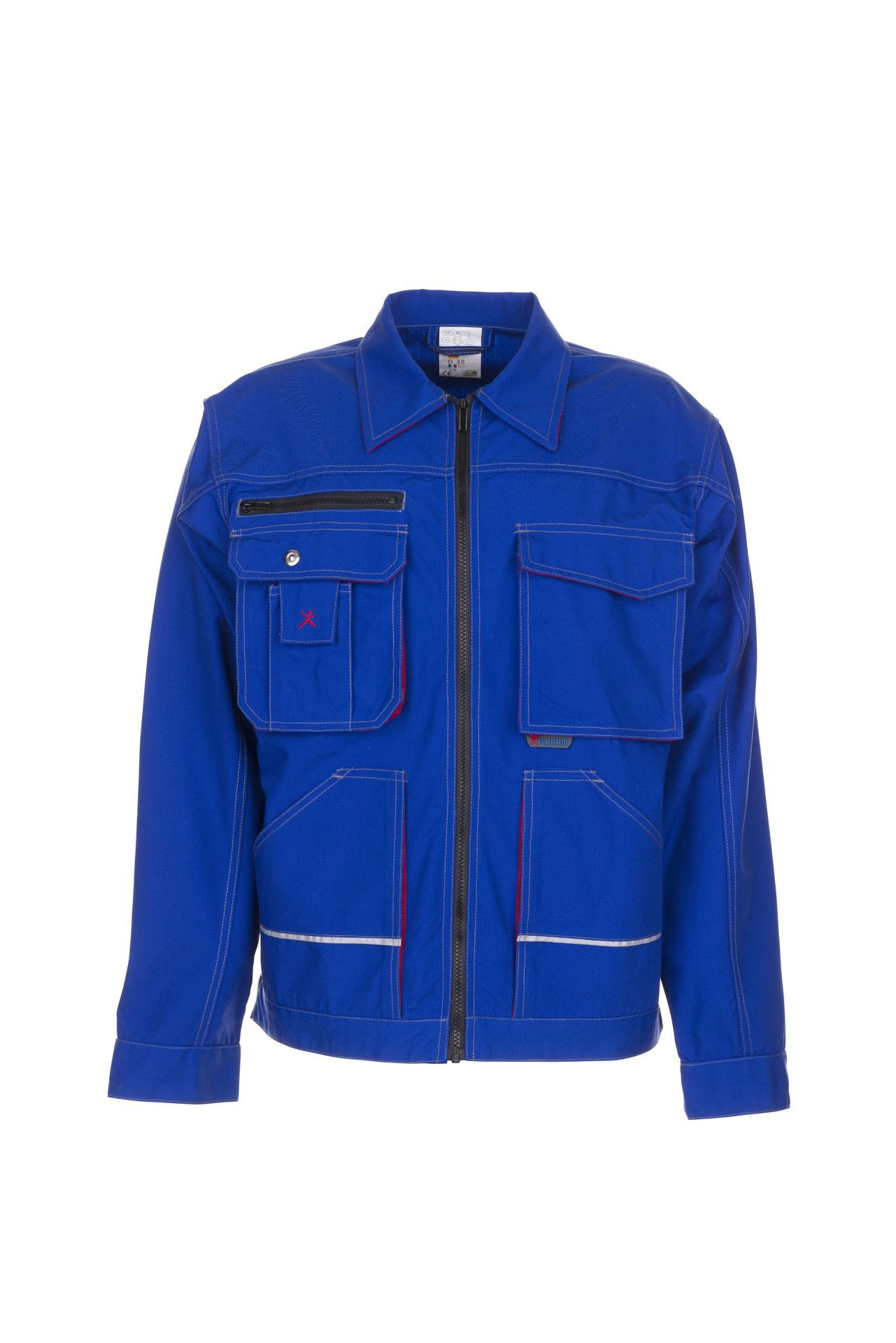 Planam Arbeitsjacke PLANAM Herren Bundjacke BASALT Langarm Kragen Kornblumenblau/Rot