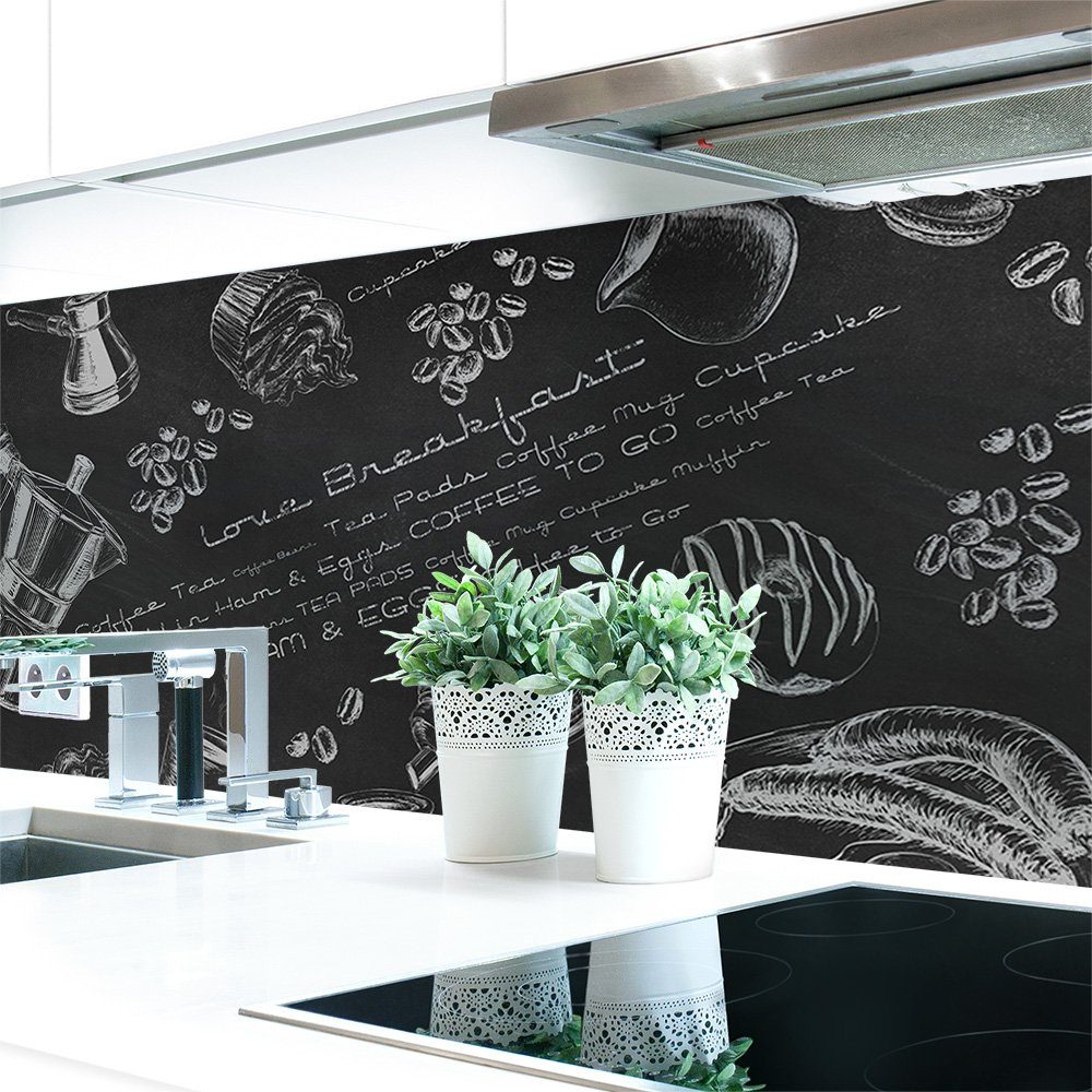 DRUCK-EXPERT Küchenrückwand Küchenrückwand Tafelkreide Premium Hart-PVC 0,4 mm selbstklebend