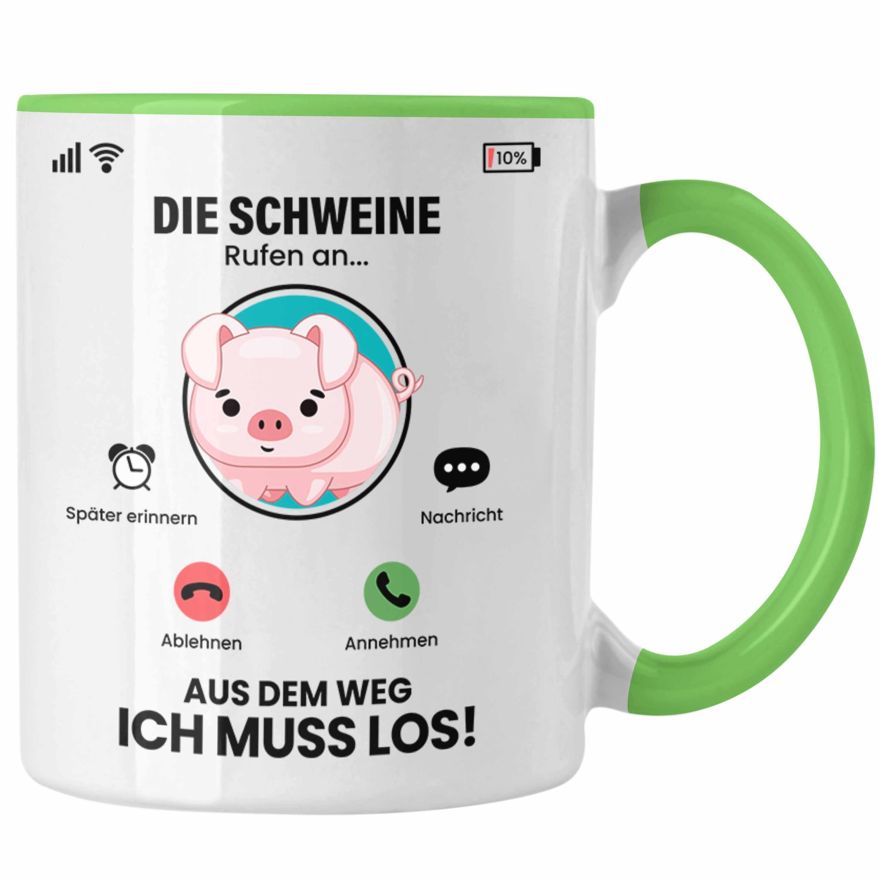 Trendation Tasse Die Schweine Rufen An Tasse Geschenk für Schweine Züchter Besitzer Ges Grün