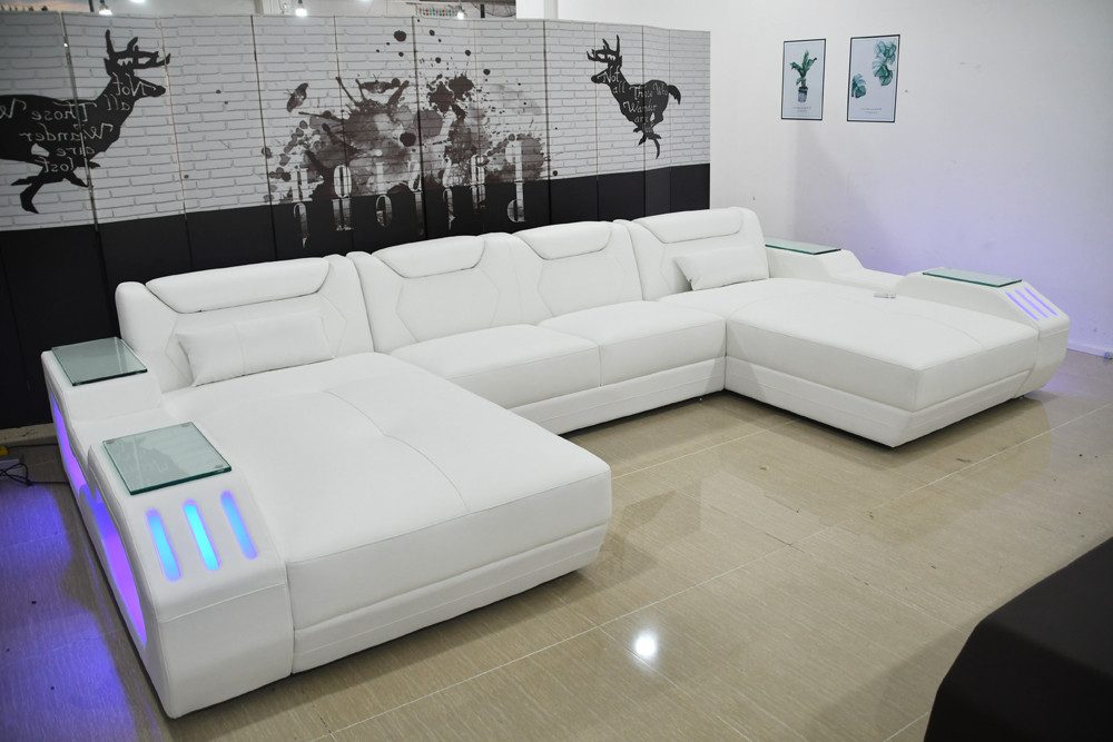 Wohnlandschaft U-förmiges Ecksofa aus Leder in modernem Design