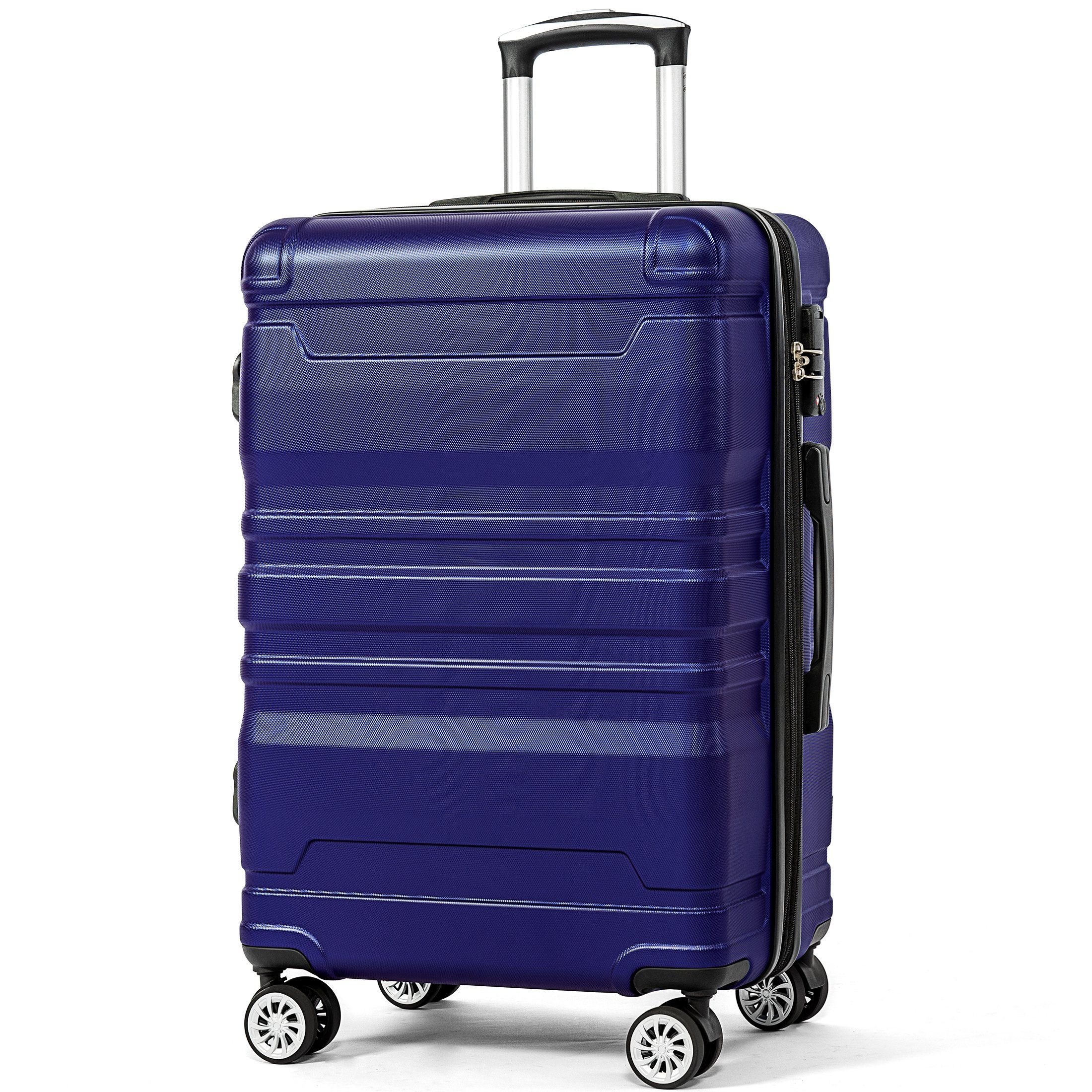 Sweiko Hartschalen-Trolley Hartschalen Handgepäck XL 47 x 31 x 75 cm, 4 Rollen, Koffer Reisekoffer mit TSA-Schloss und Zwillingsrollen Blau