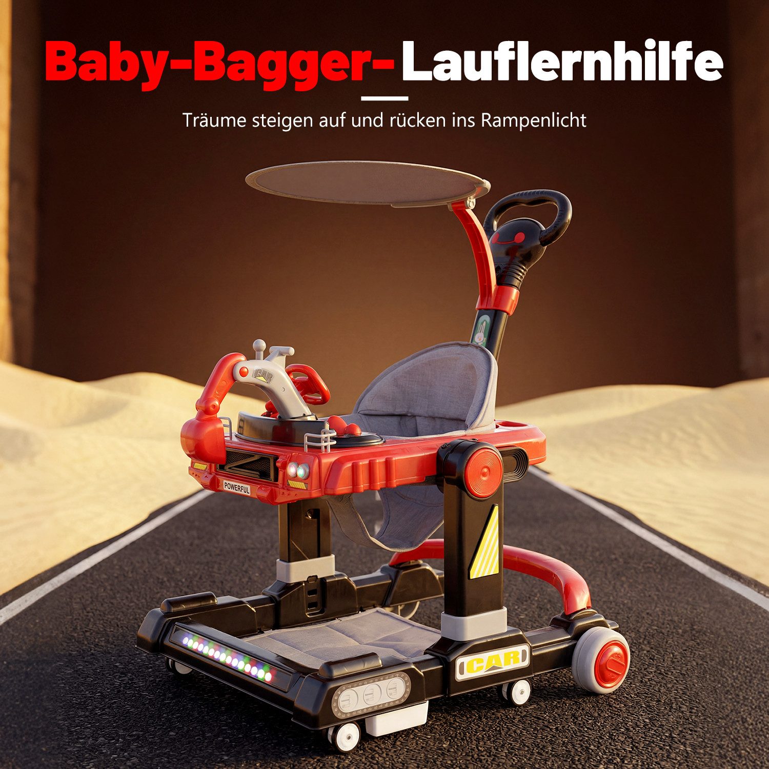 oyajia Lauflernhilfe 4in1 Lauflernhilfe Babywalker Spiel, mit Musik, Licht, ab 6 Monaten