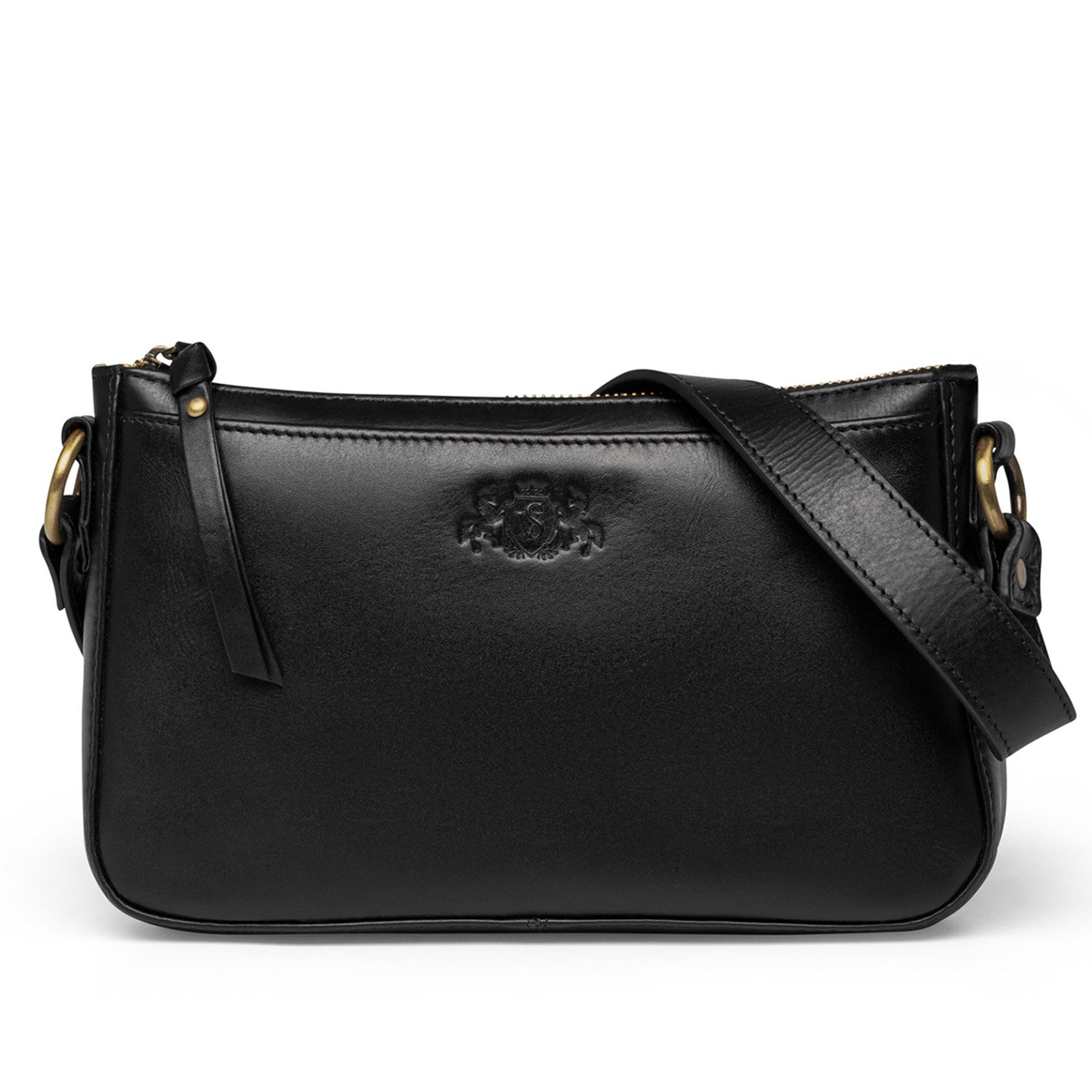 SID & VAIN Umhängetasche SID & VAIN Henkeltasche echt Leder Damen Handtasche Schultertasche, Ledertasche Schultertasche Damen Messenger Bag Glattleder schwarz