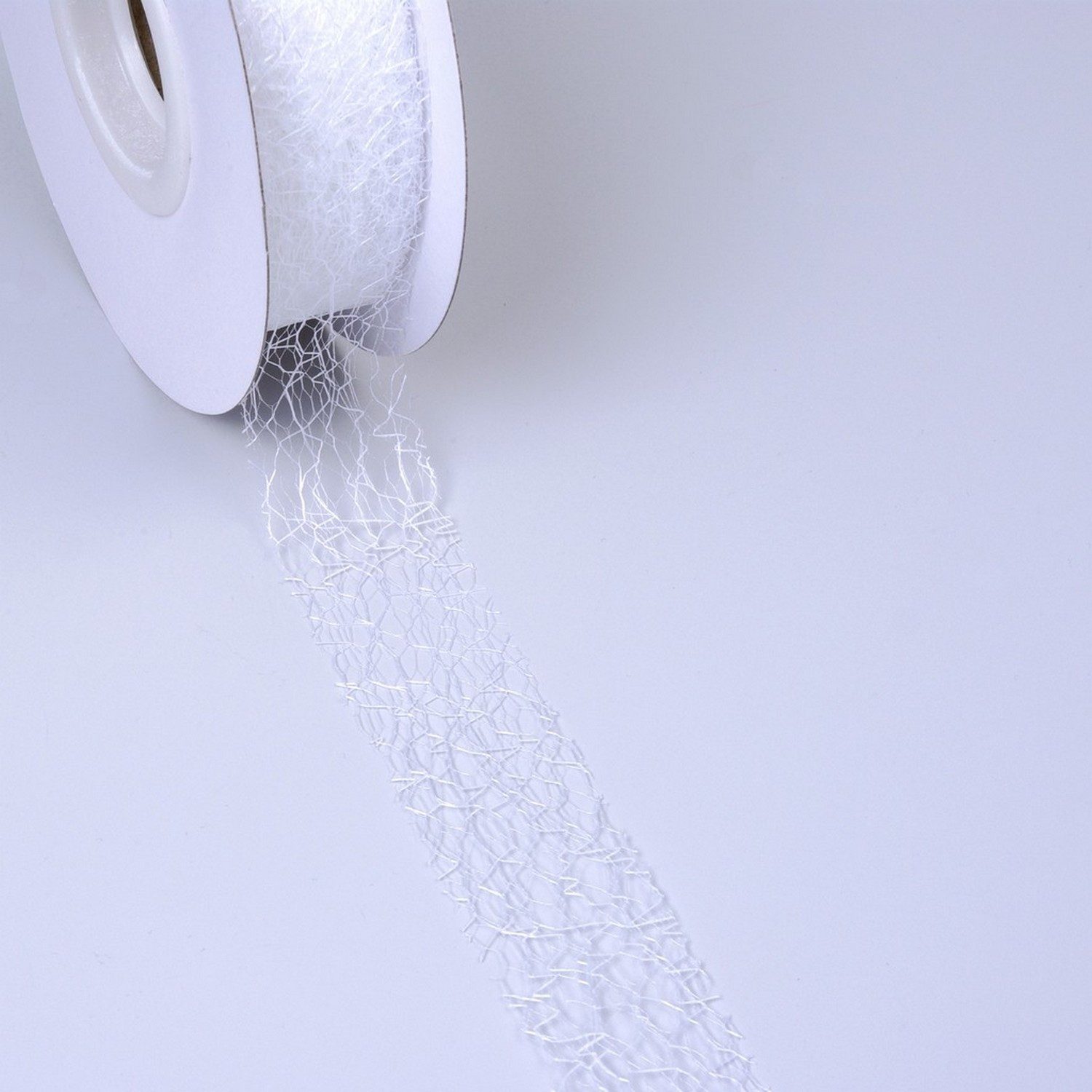 Deko AS Tischläufer Spiderweb Dekoband - 3cm weiß - Rolle 25m - 67 001-R 30 (1-tlg, 1 Rolle Tischläufer), Strapazierfähig