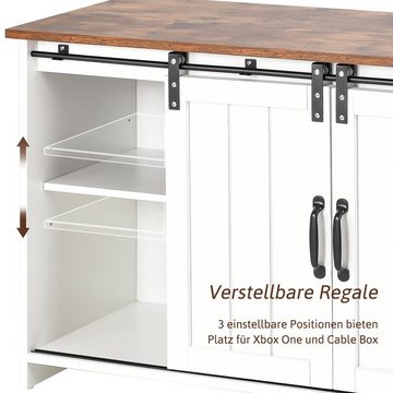 Merax Lowboard TV-Schrank, Fernsehtisch mit Schiebtüren, Sideboard mit großem Stauraum, Breite 120 cm